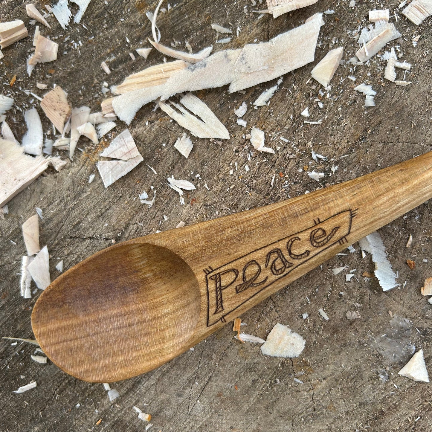 ~ Peace ~ Kayak Eating Spoon - Cherry Wood