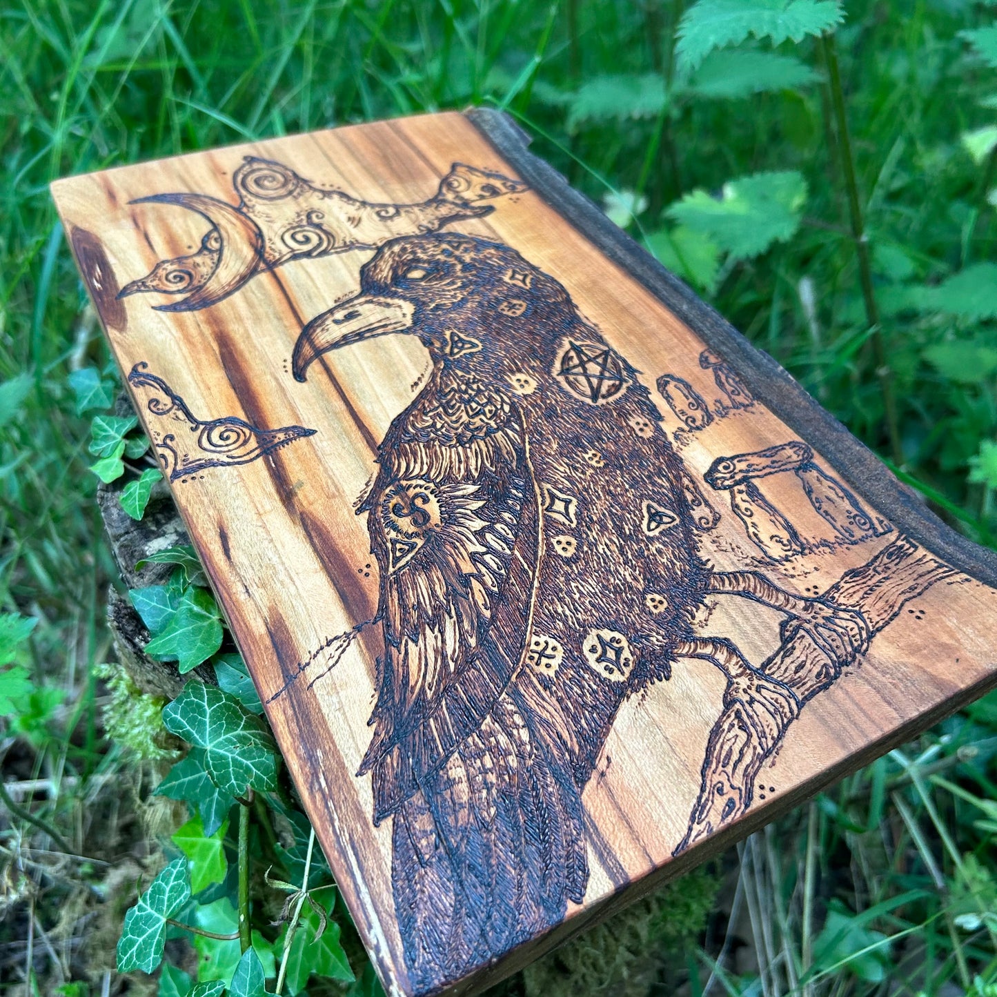 The Raven of Stonehenge ~ Pyrography Wall Art