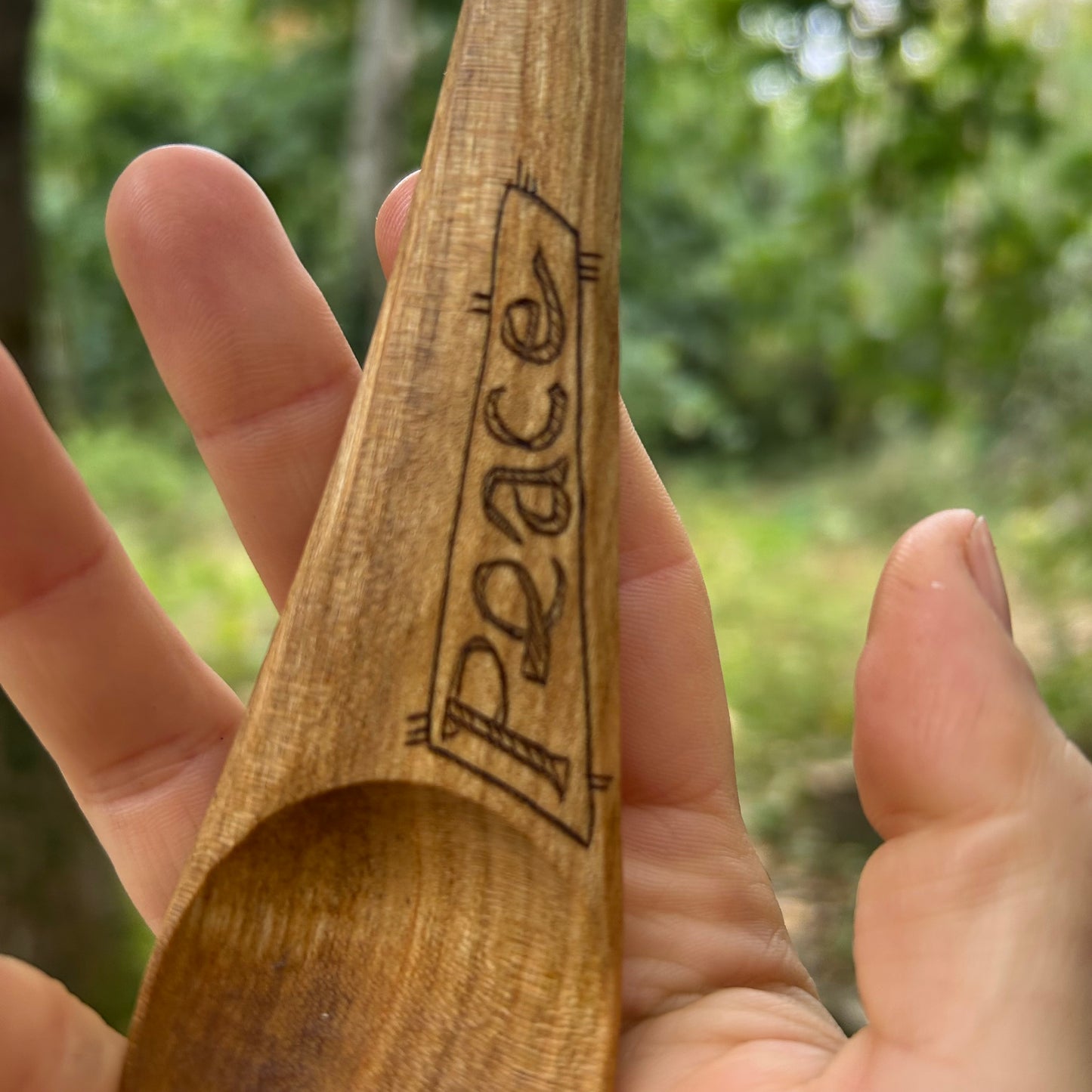 ~ Peace ~ Kayak Eating Spoon - Cherry Wood