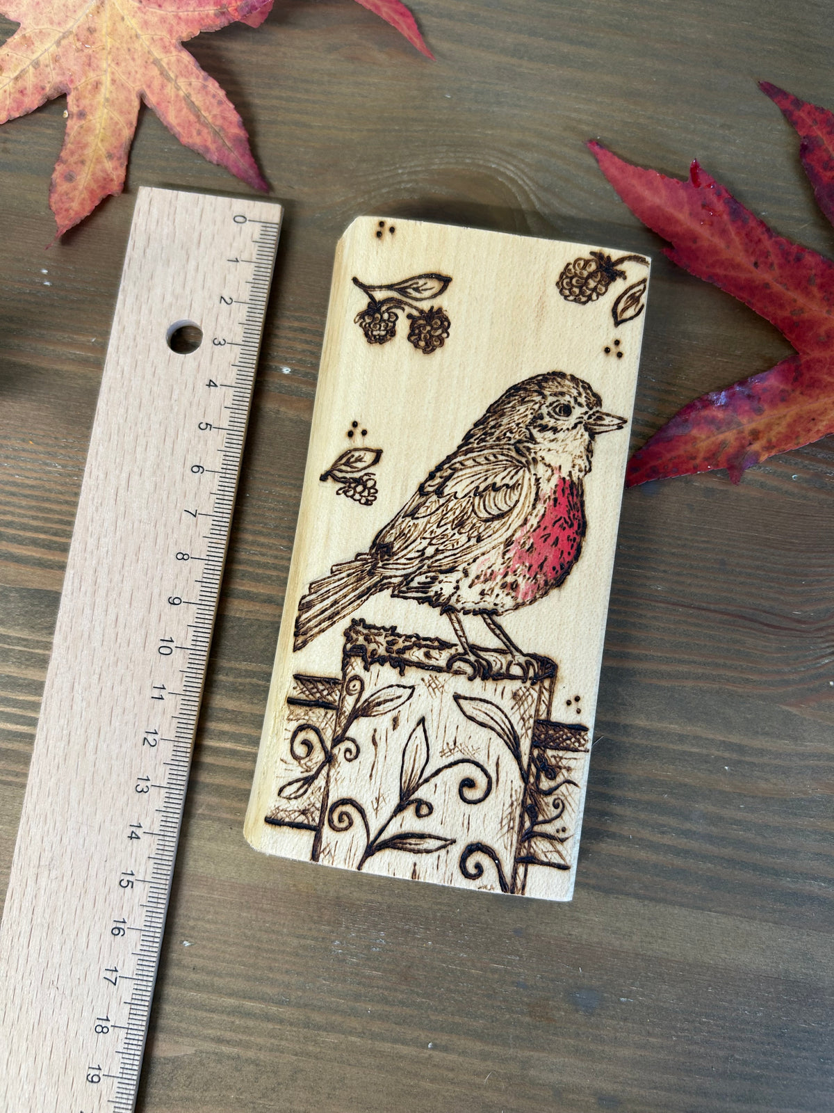 Robin Redbreast ~ Mini Pyrography Artwork