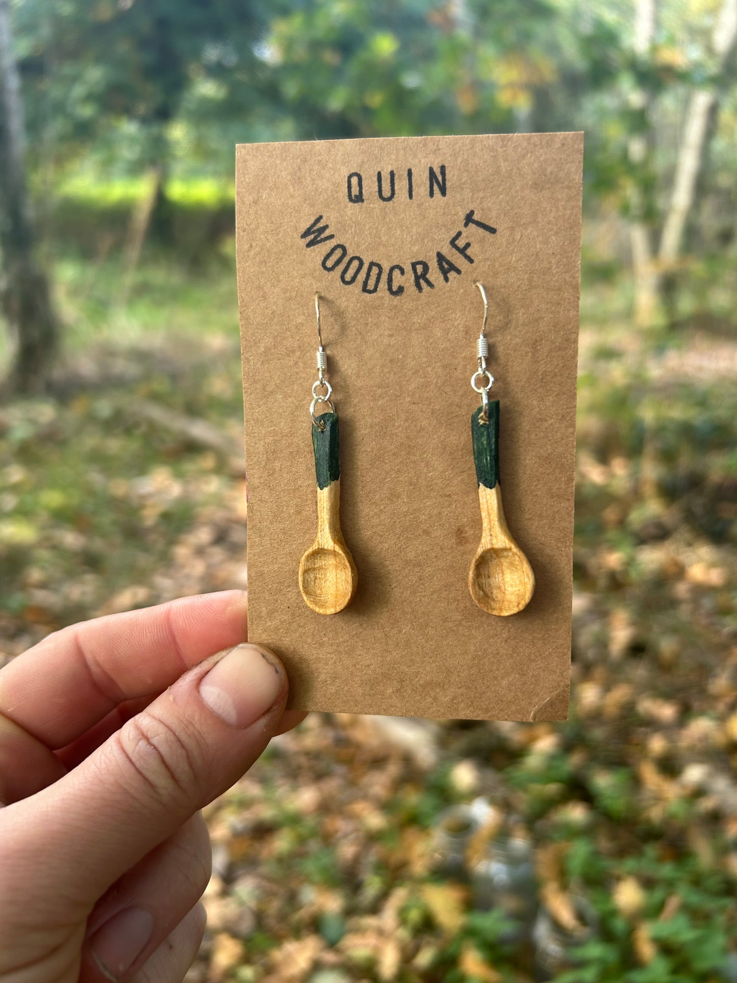 Mini Spoon Earrings ~ Forest Green ~ Cherry