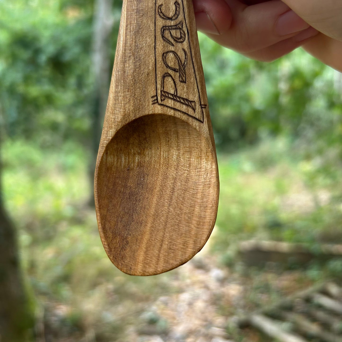 ~ Peace ~ Kayak Eating Spoon - Cherry Wood