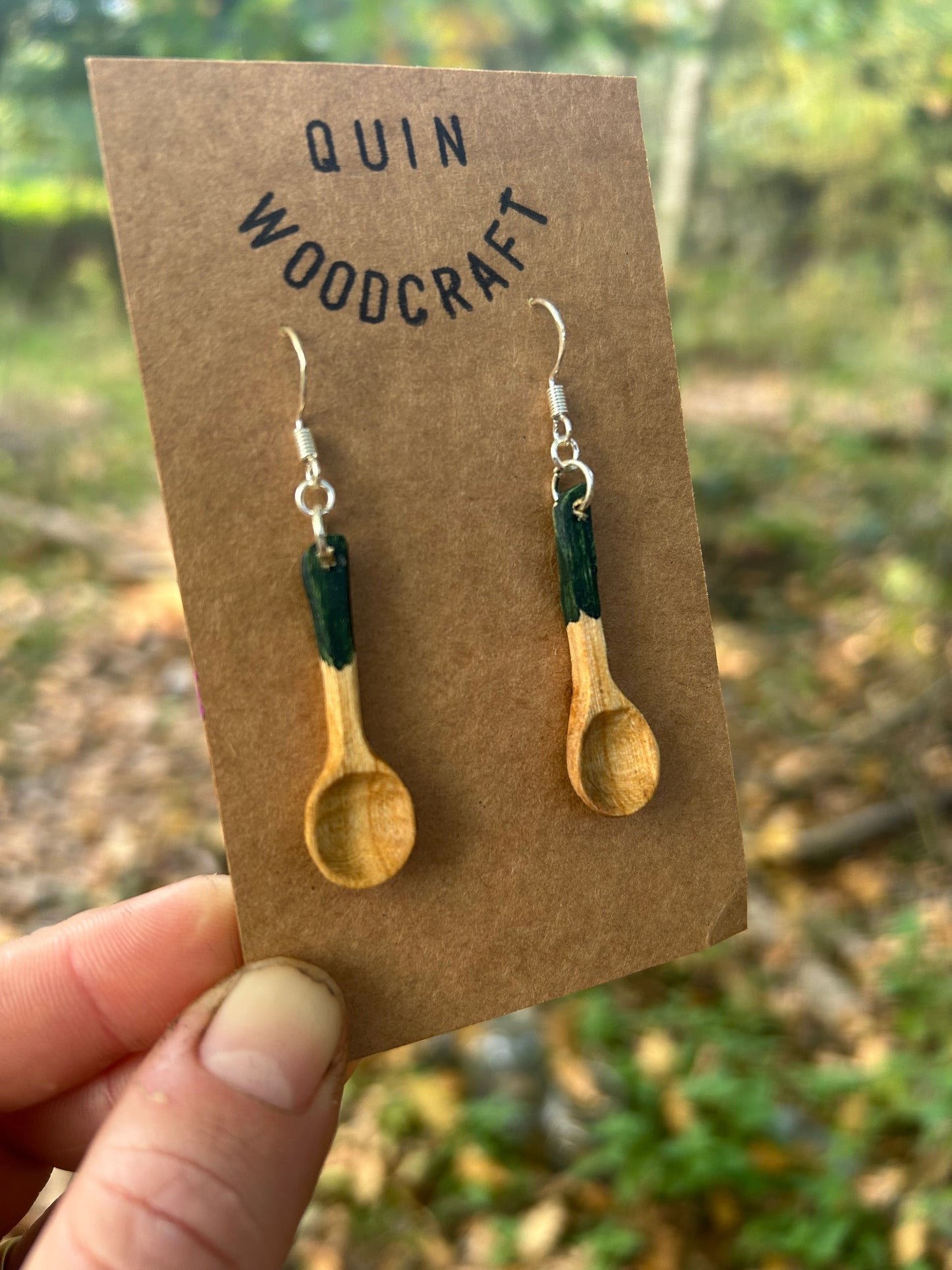 Mini Spoon Earrings ~ Forest Green ~ Cherry