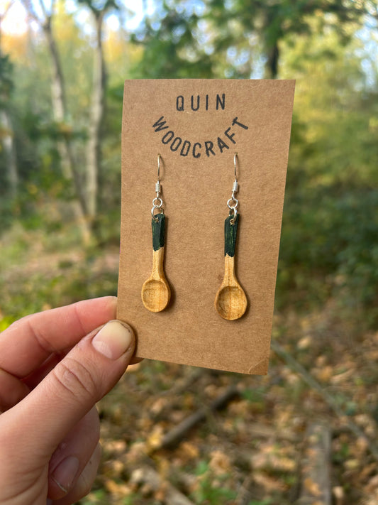 Mini Spoon Earrings ~ Forest Green ~ Cherry