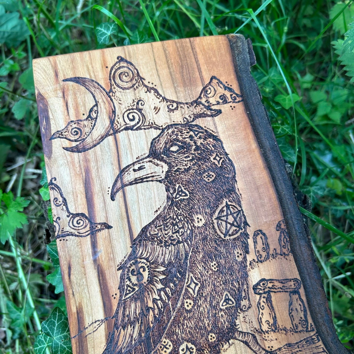 The Raven of Stonehenge ~ Pyrography Wall Art