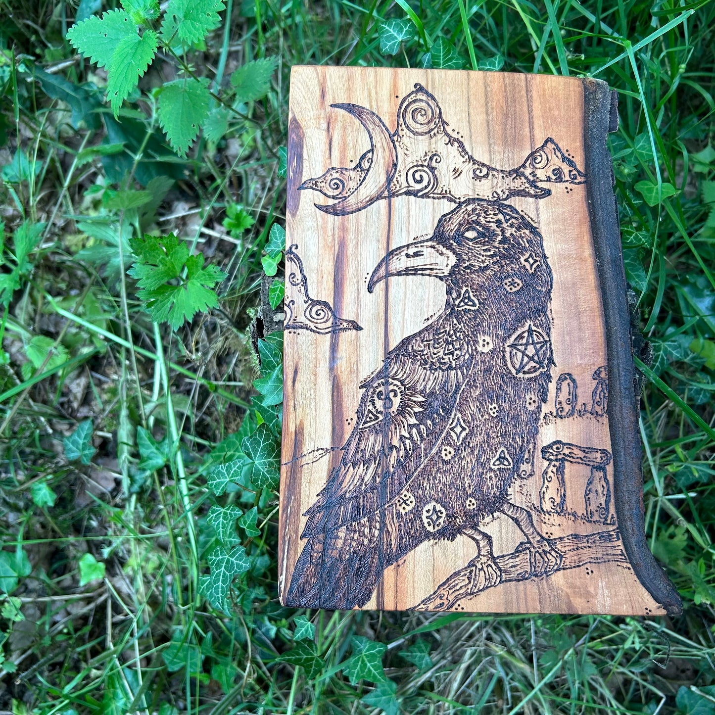 The Raven of Stonehenge ~ Pyrography Wall Art