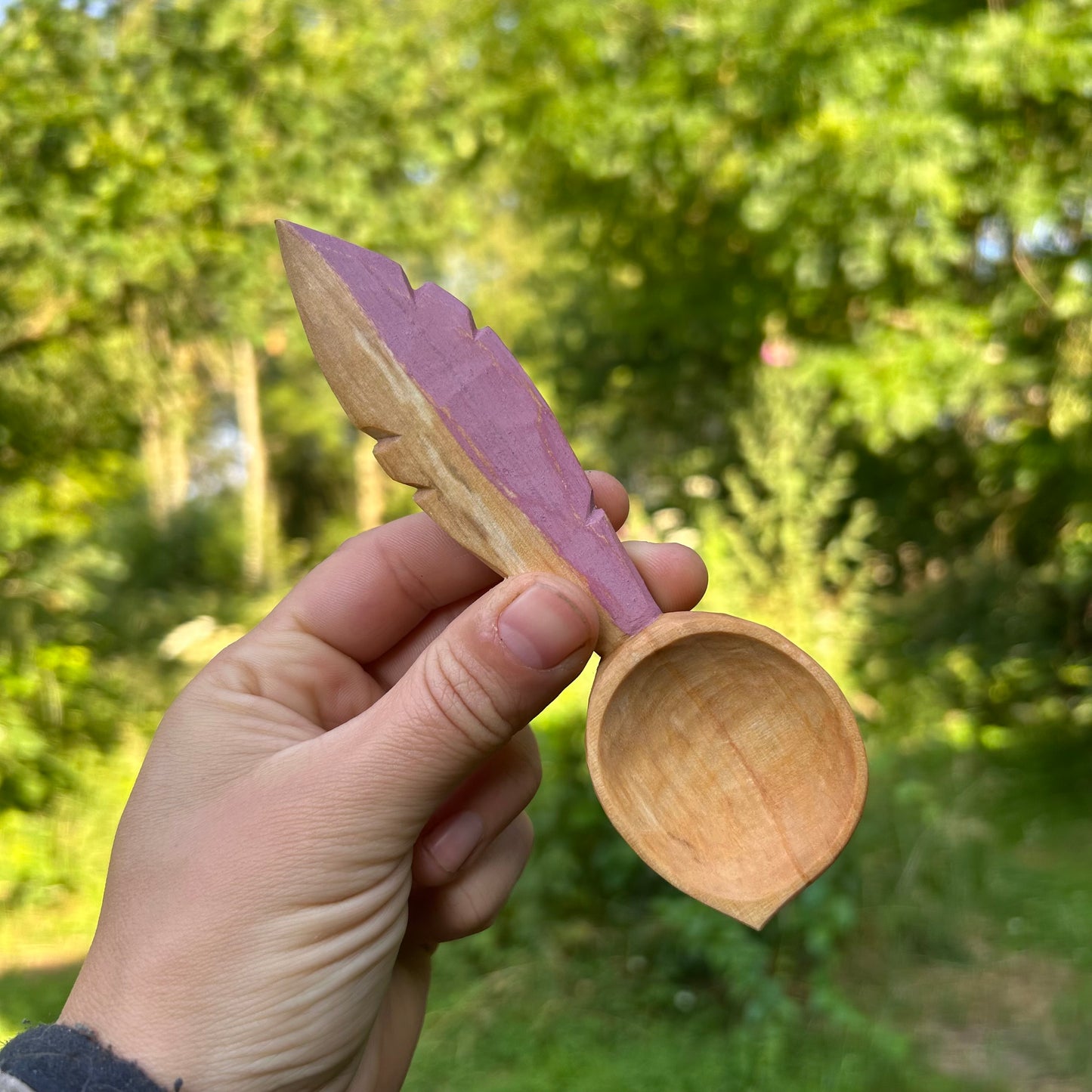 Pink Feather Coffee Scoop ~ Silver Birch