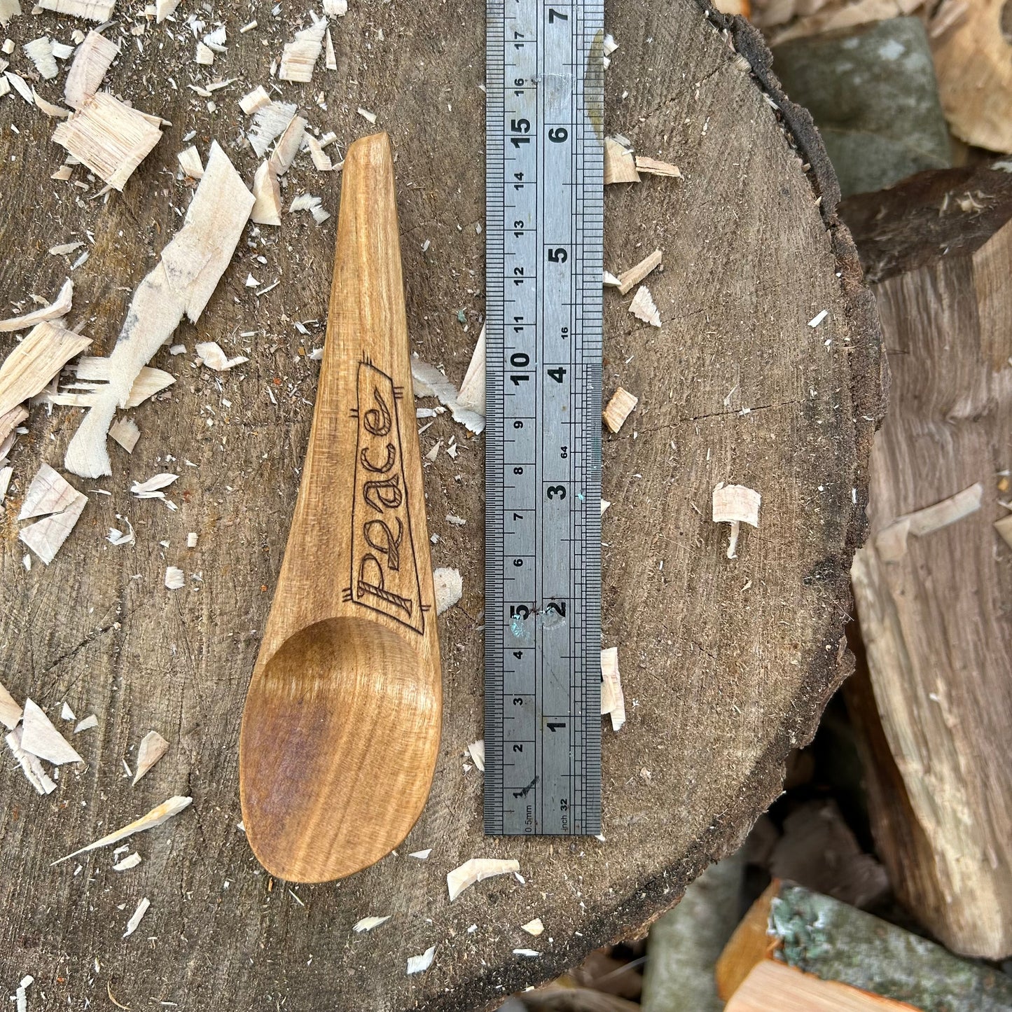 ~ Peace ~ Kayak Eating Spoon - Cherry Wood
