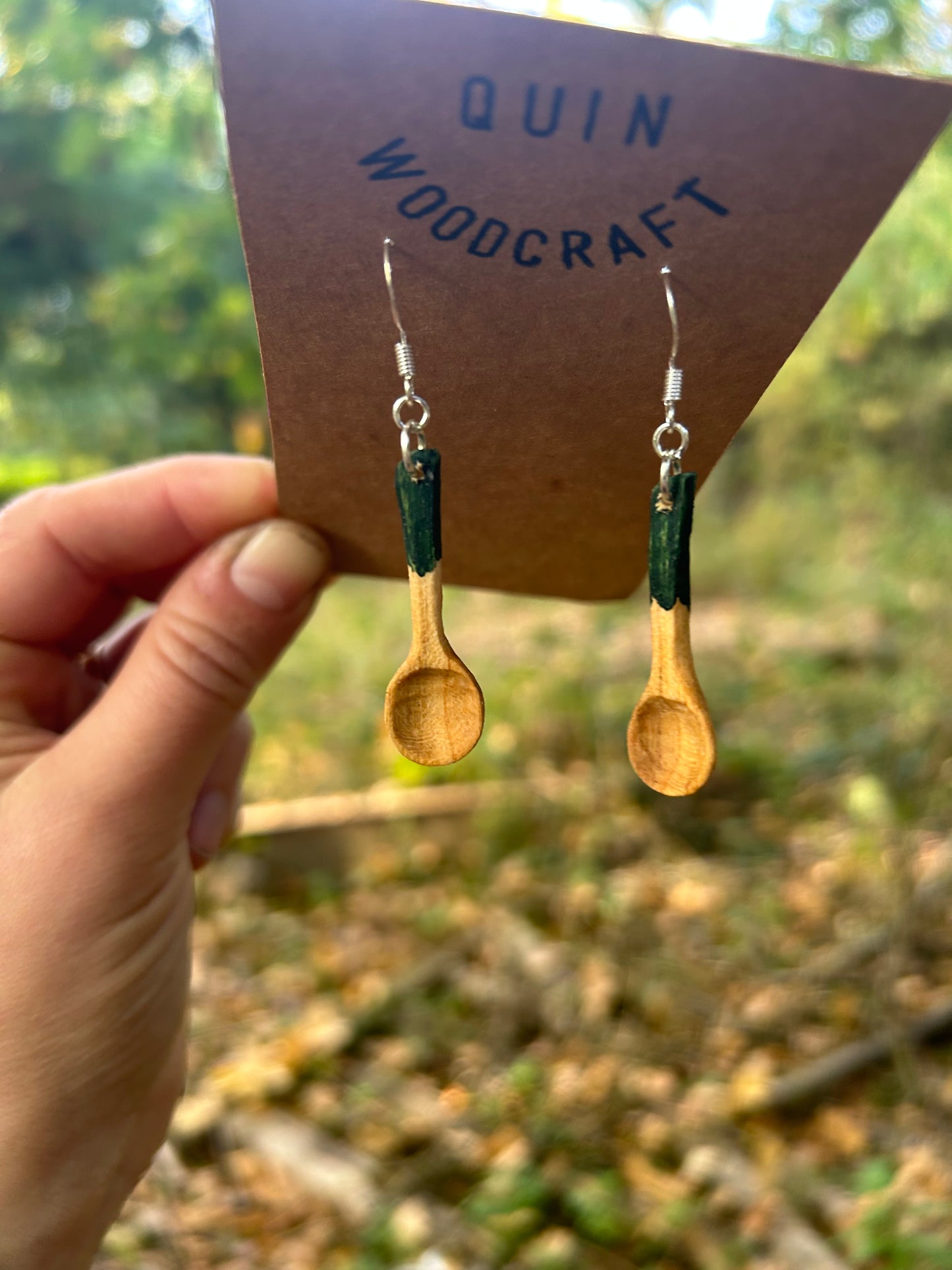 Mini Spoon Earrings ~ Forest Green ~ Cherry