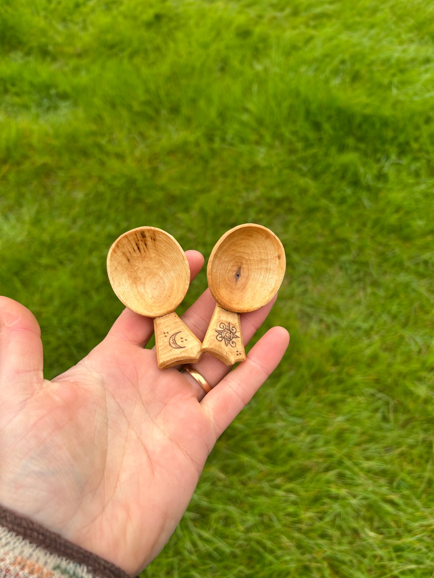 Moon and Sun ~ Set of Two Caddy Spoons