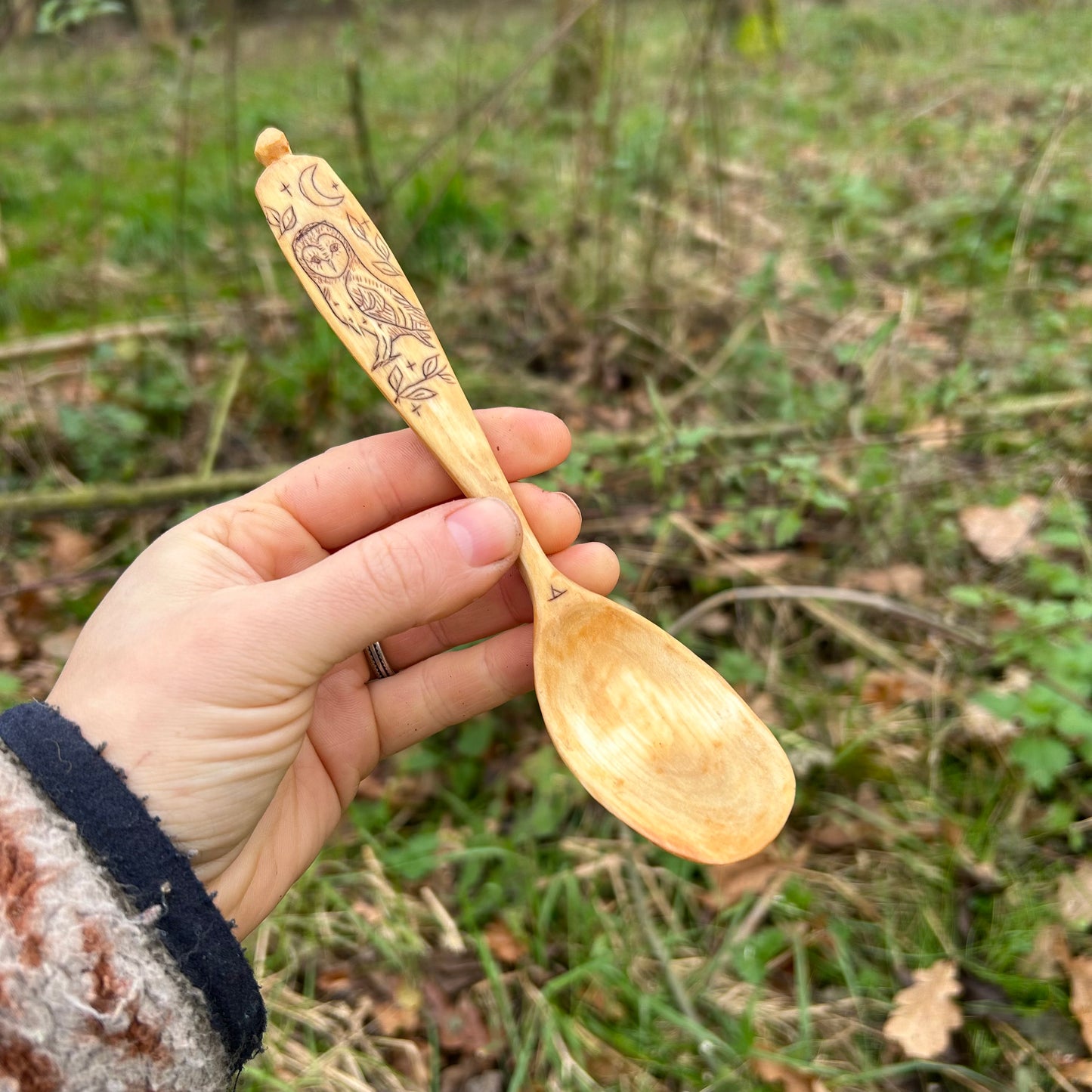 Barn Owl under the Moon - Eating Spoon - Cherry