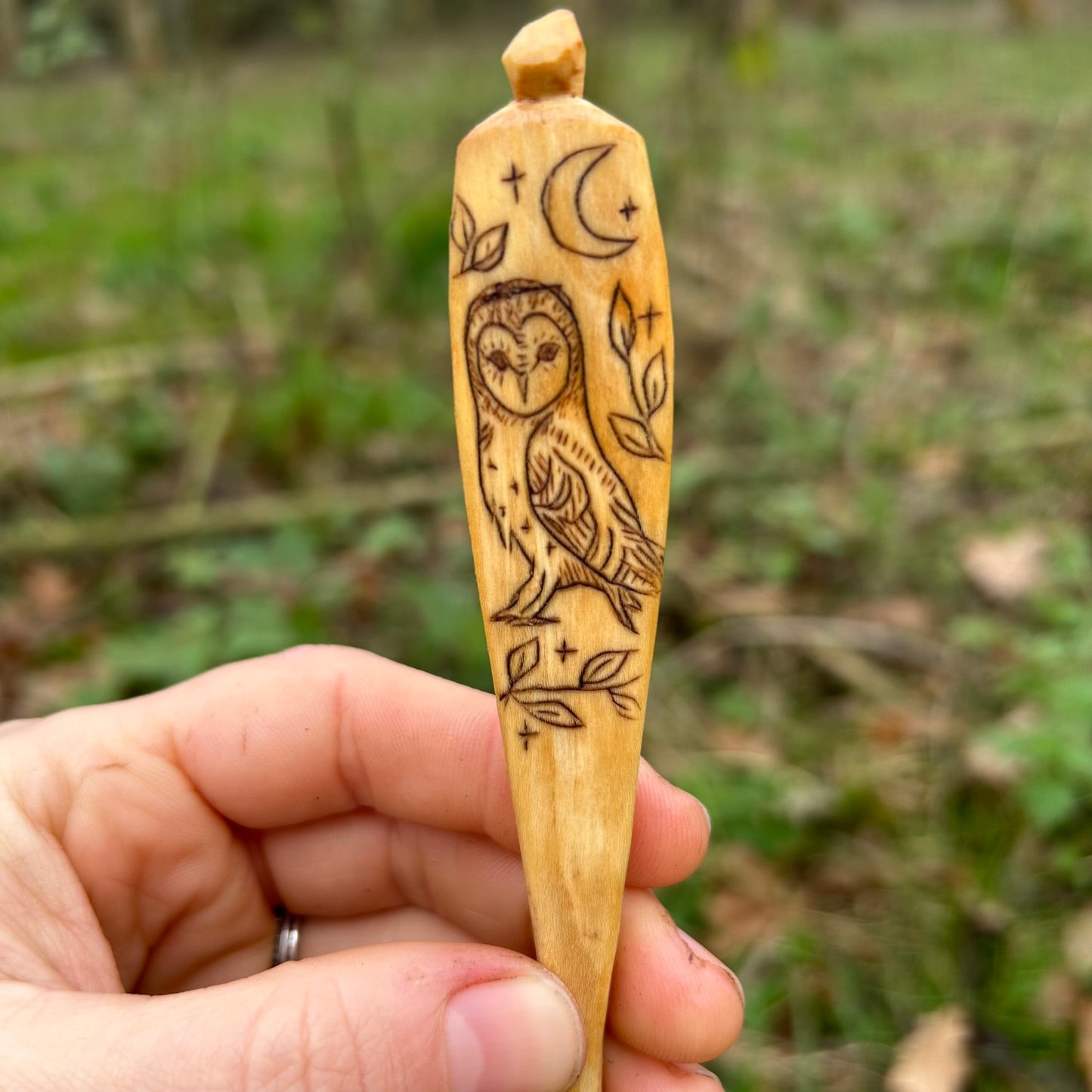 Barn Owl under the Moon - Eating Spoon - Cherry