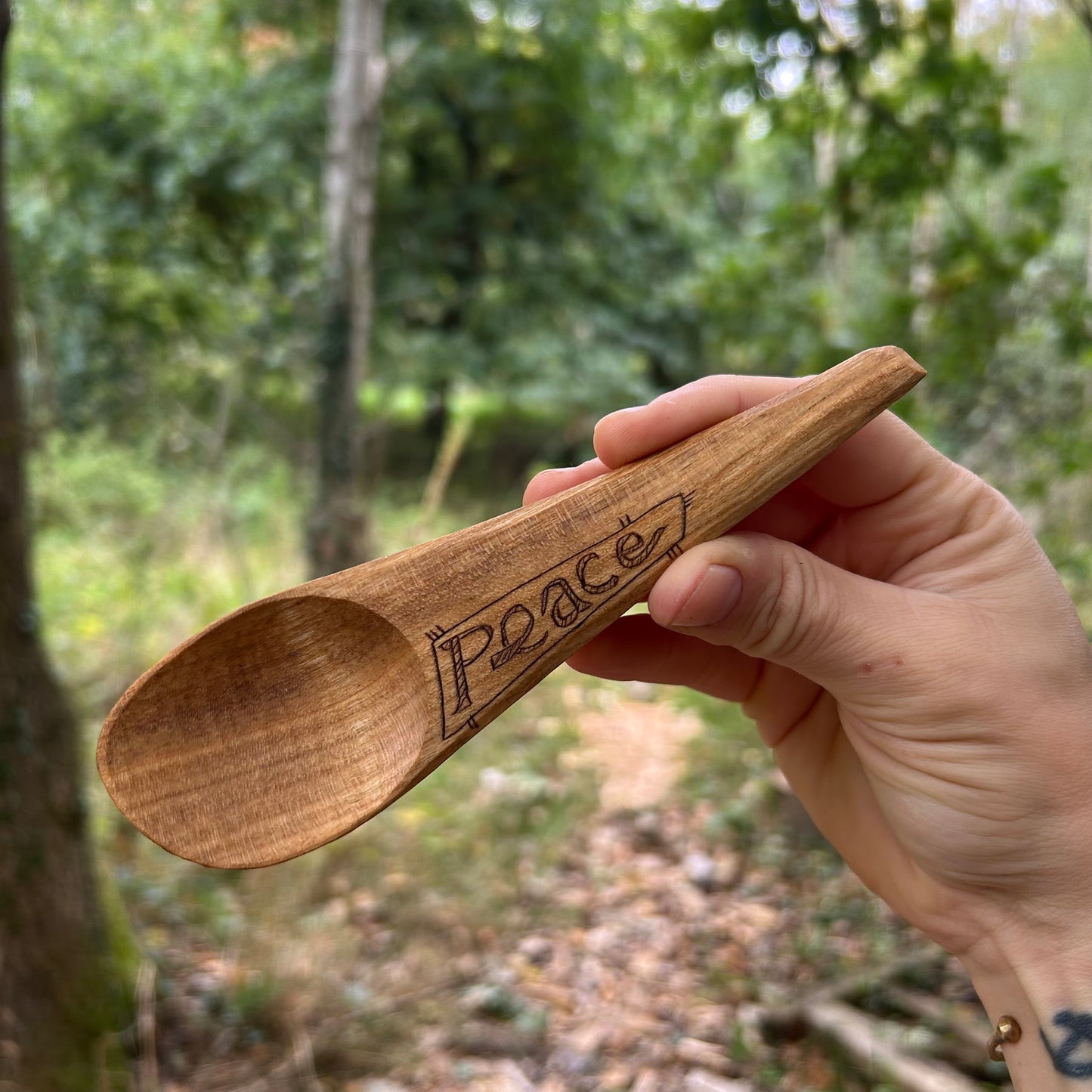 ~ Peace ~ Kayak Eating Spoon - Cherry Wood