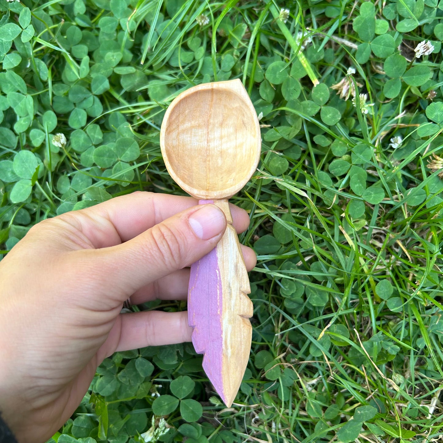 Pink Feather Coffee Scoop ~ Silver Birch