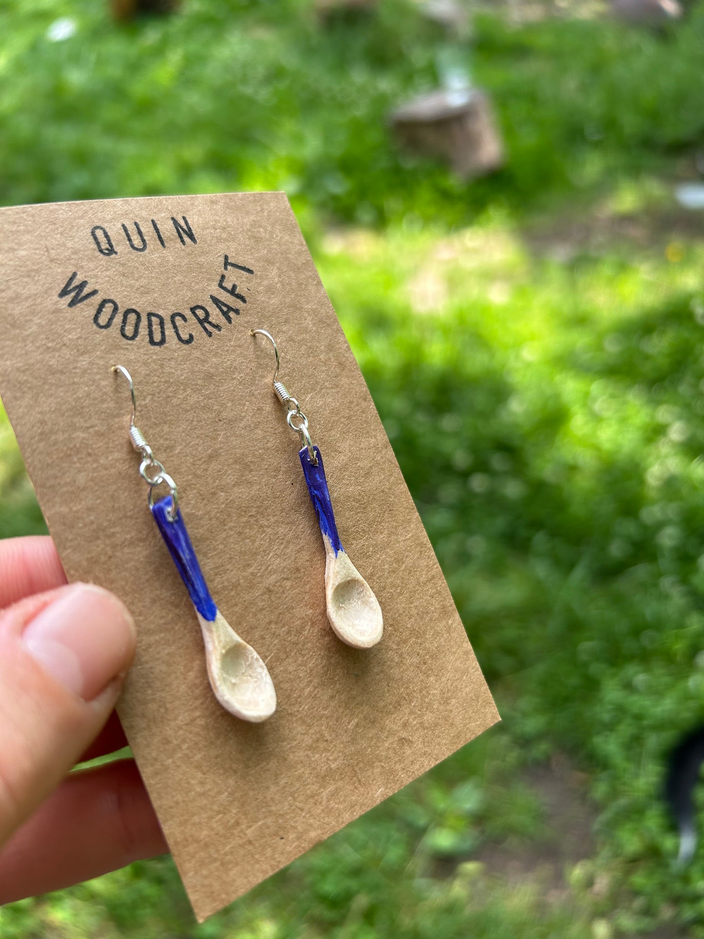 Tiny Spoon Earrings ~ Indigo Willow