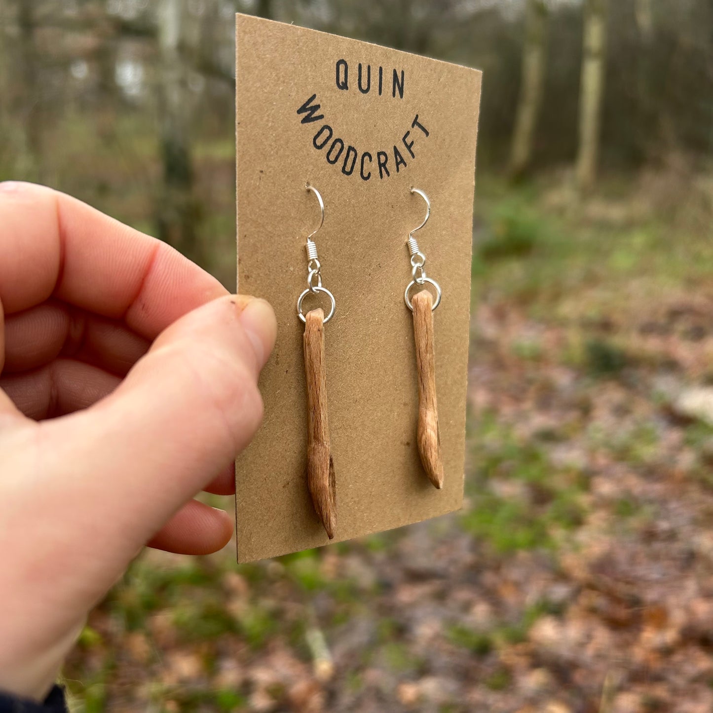 Tiny Spoon Earrings - Beech