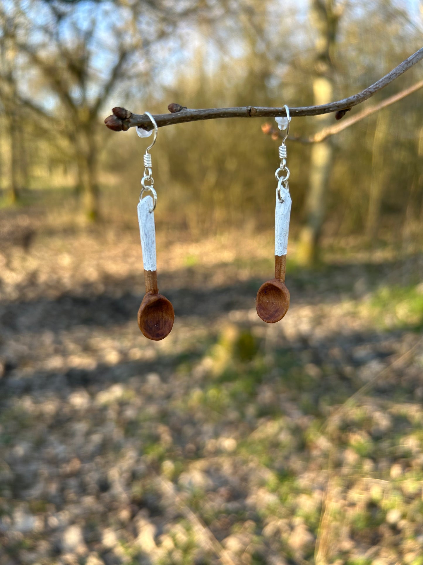 Tiny Spoon Earrings ~ White Cherry