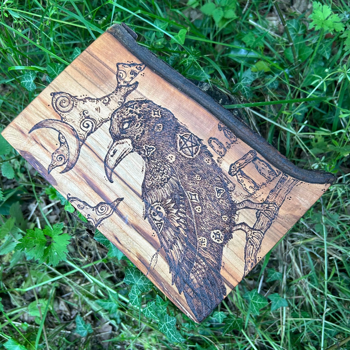 The Raven of Stonehenge ~ Pyrography Wall Art