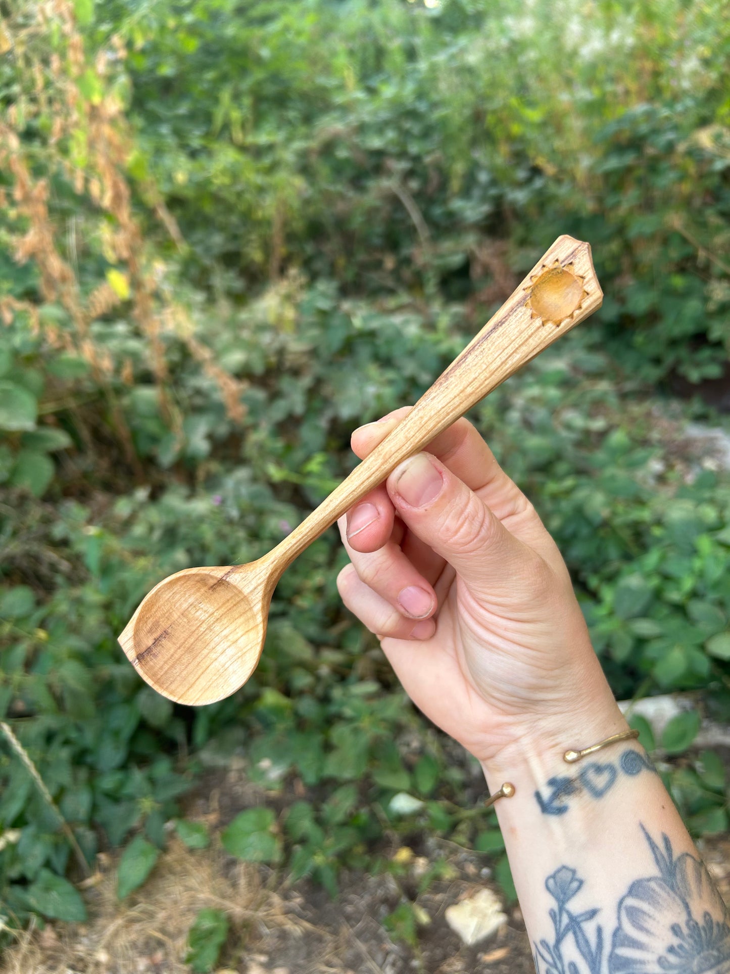 Sol ~ Long Handled Teaspoon ~ Cherry Wood