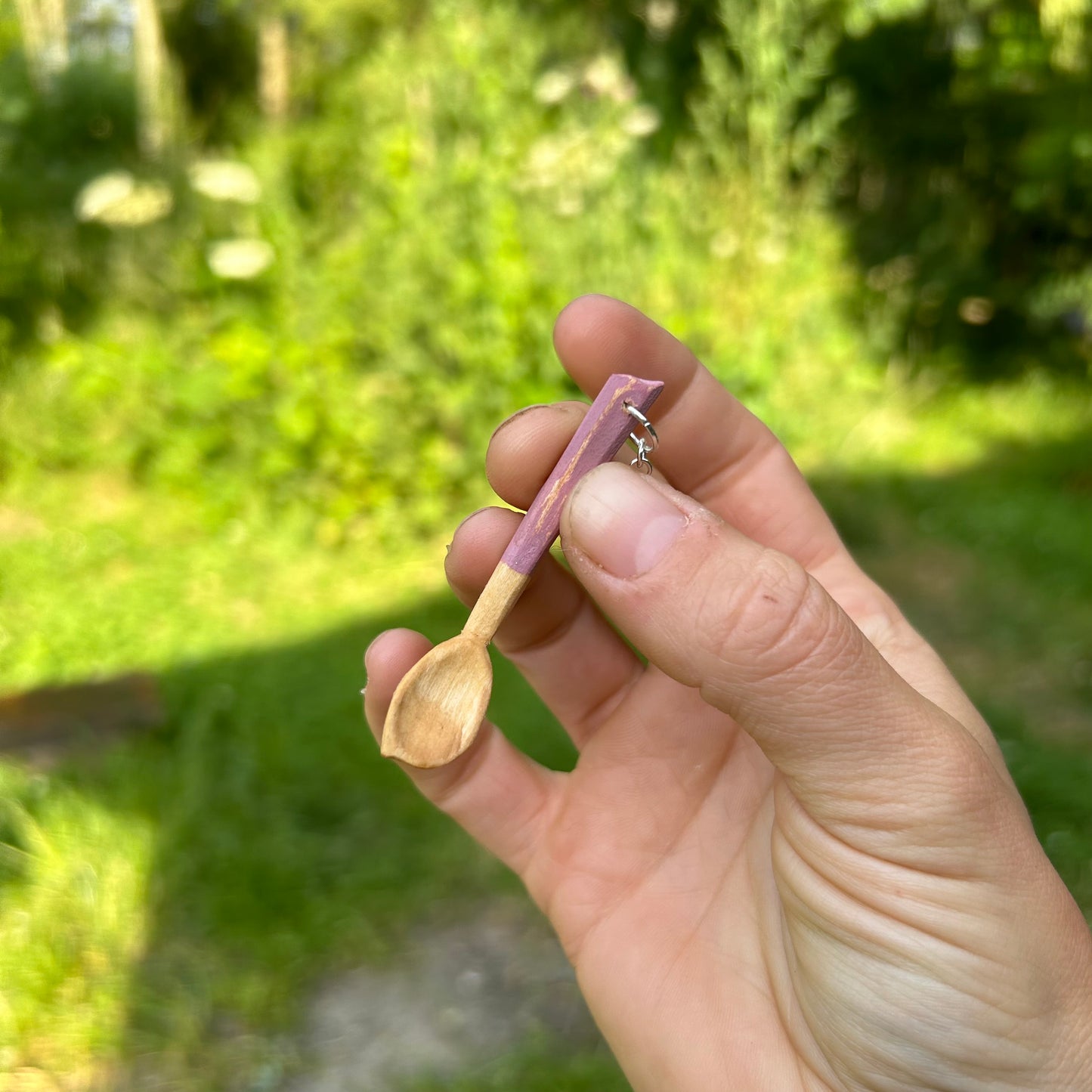 Tiny Spoon Earrings ~ Silver Birch (Pink)