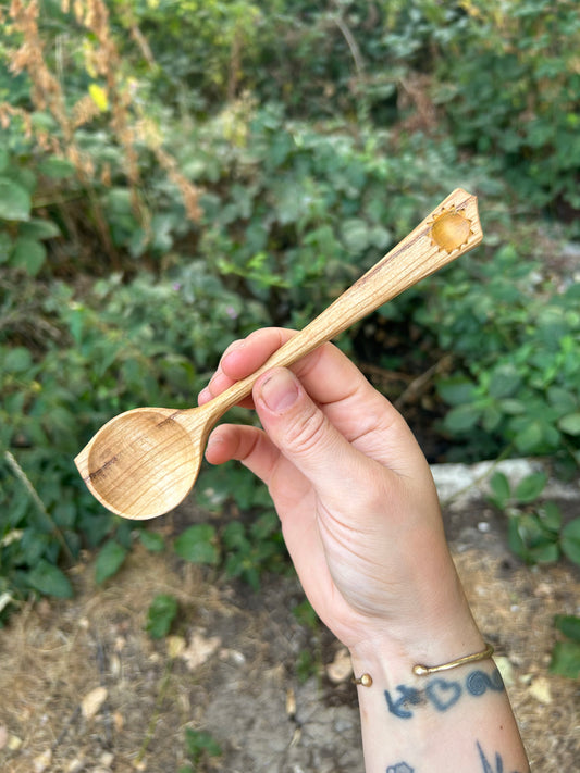 Sol ~ Long Handled Teaspoon ~ Cherry Wood