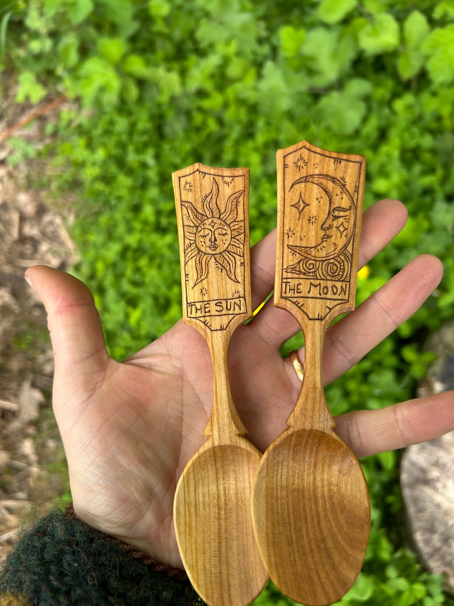 The Sun and The Moon ~ Set of Two ~ Cherry Wood