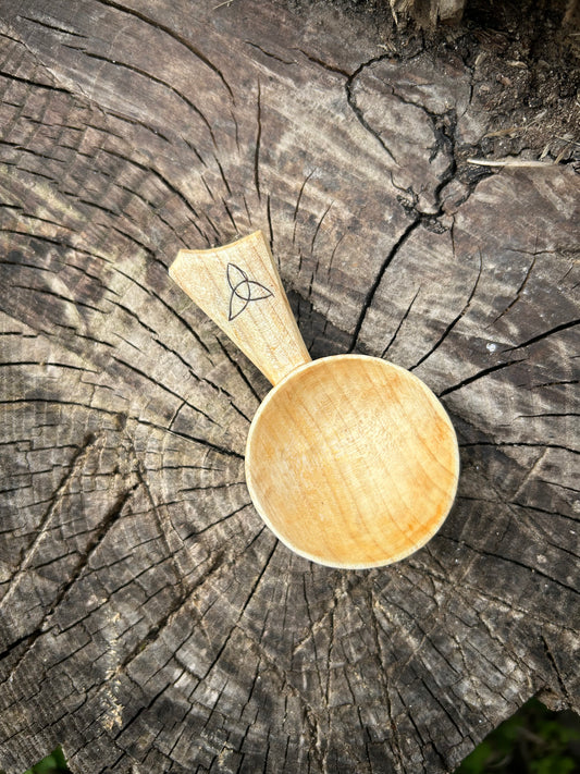 Celtic Caddy Spoon ~ Triquertra ~ Cherry Wood