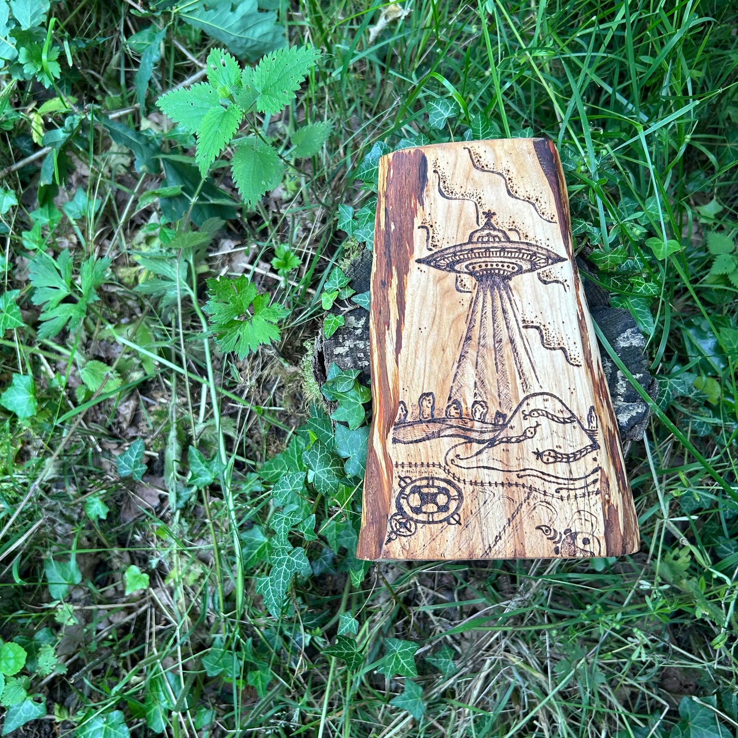 Strange Things at Silbury Hill ~ Pyrography Wall Art