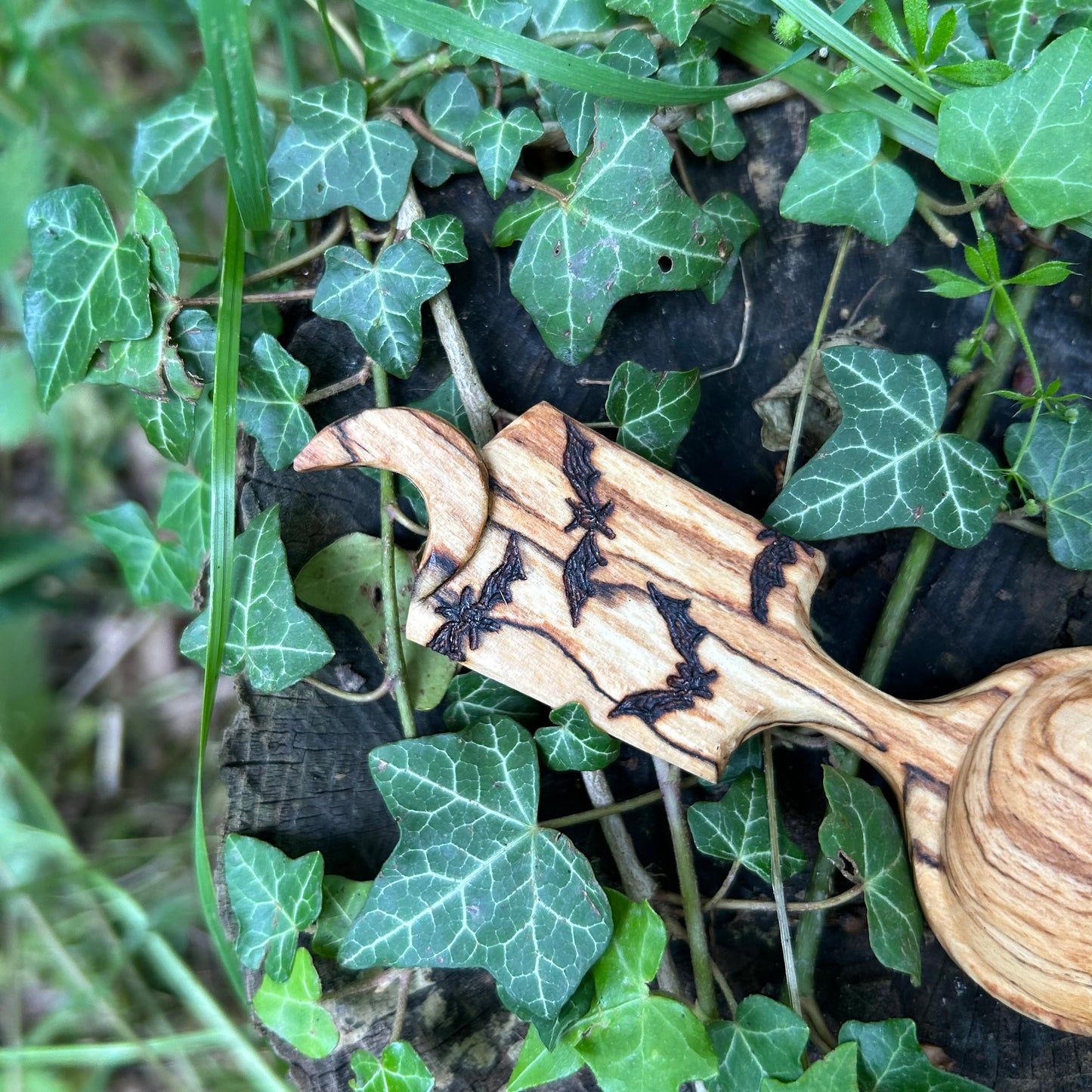 Bats Beneath The Moon ~ Coffee Scoop ~ Spalted Beech