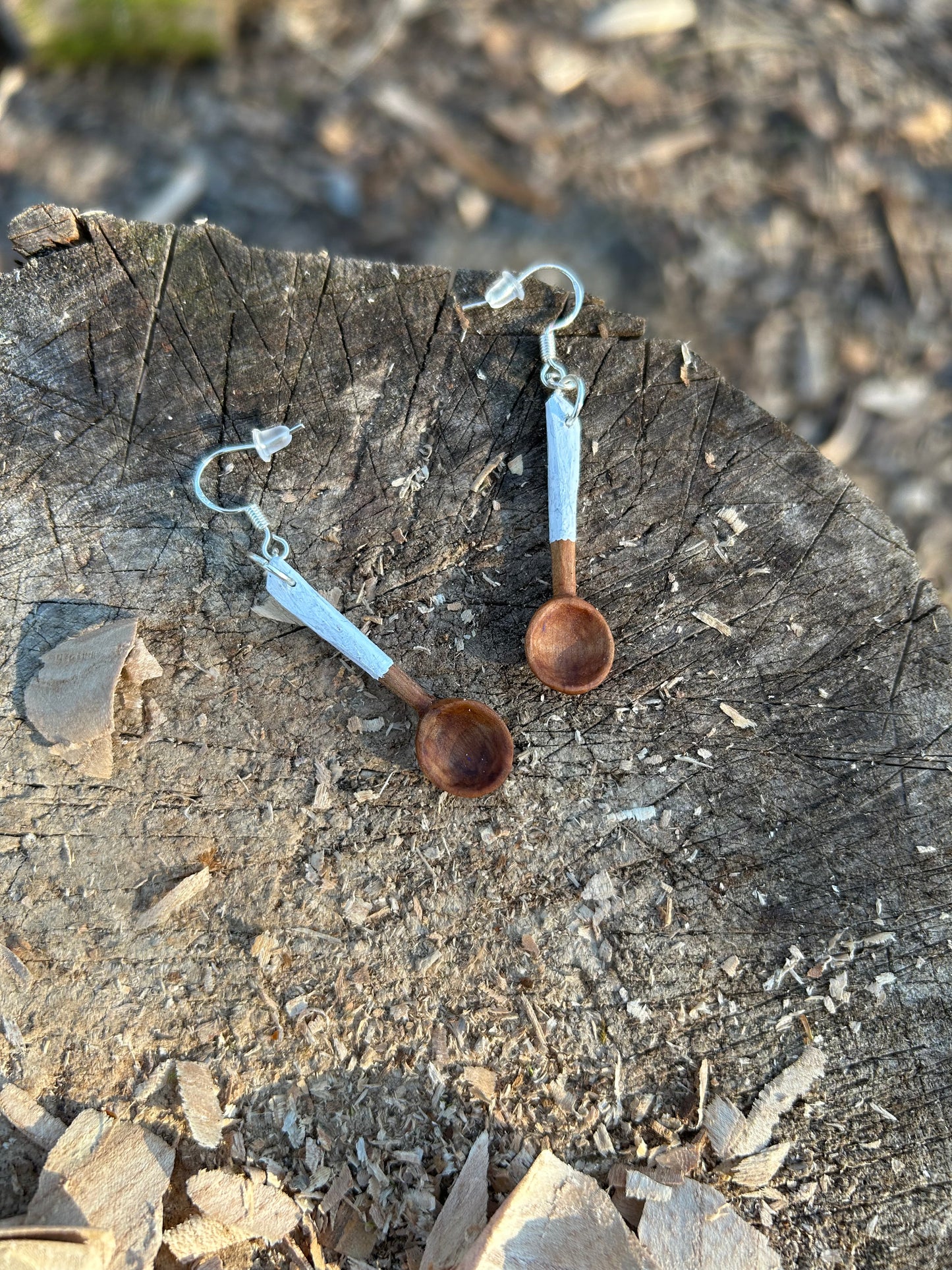 Tiny Spoon Earrings ~ White Cherry