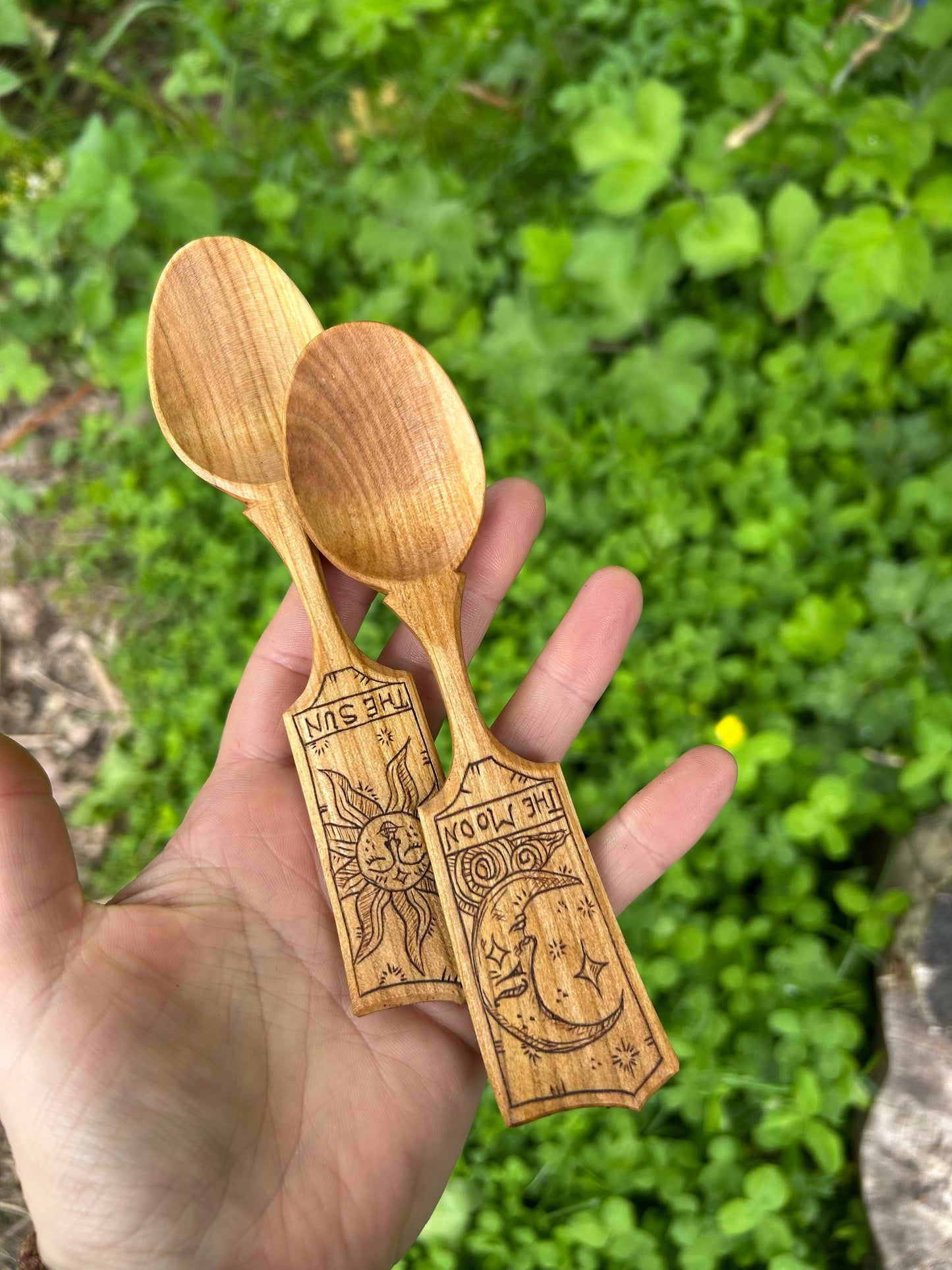 The Sun and The Moon ~ Set of Two ~ Cherry Wood