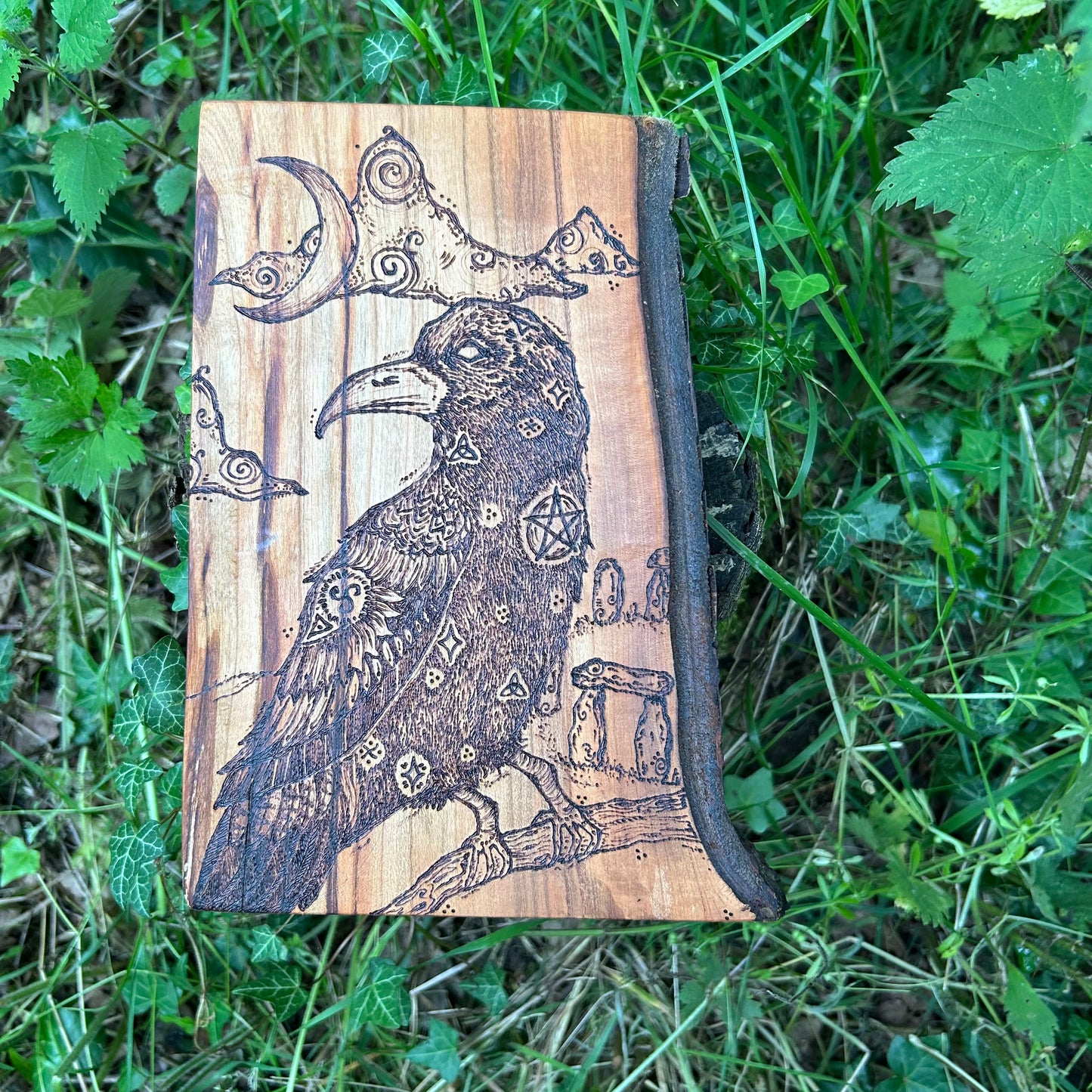 The Raven of Stonehenge ~ Pyrography Wall Art