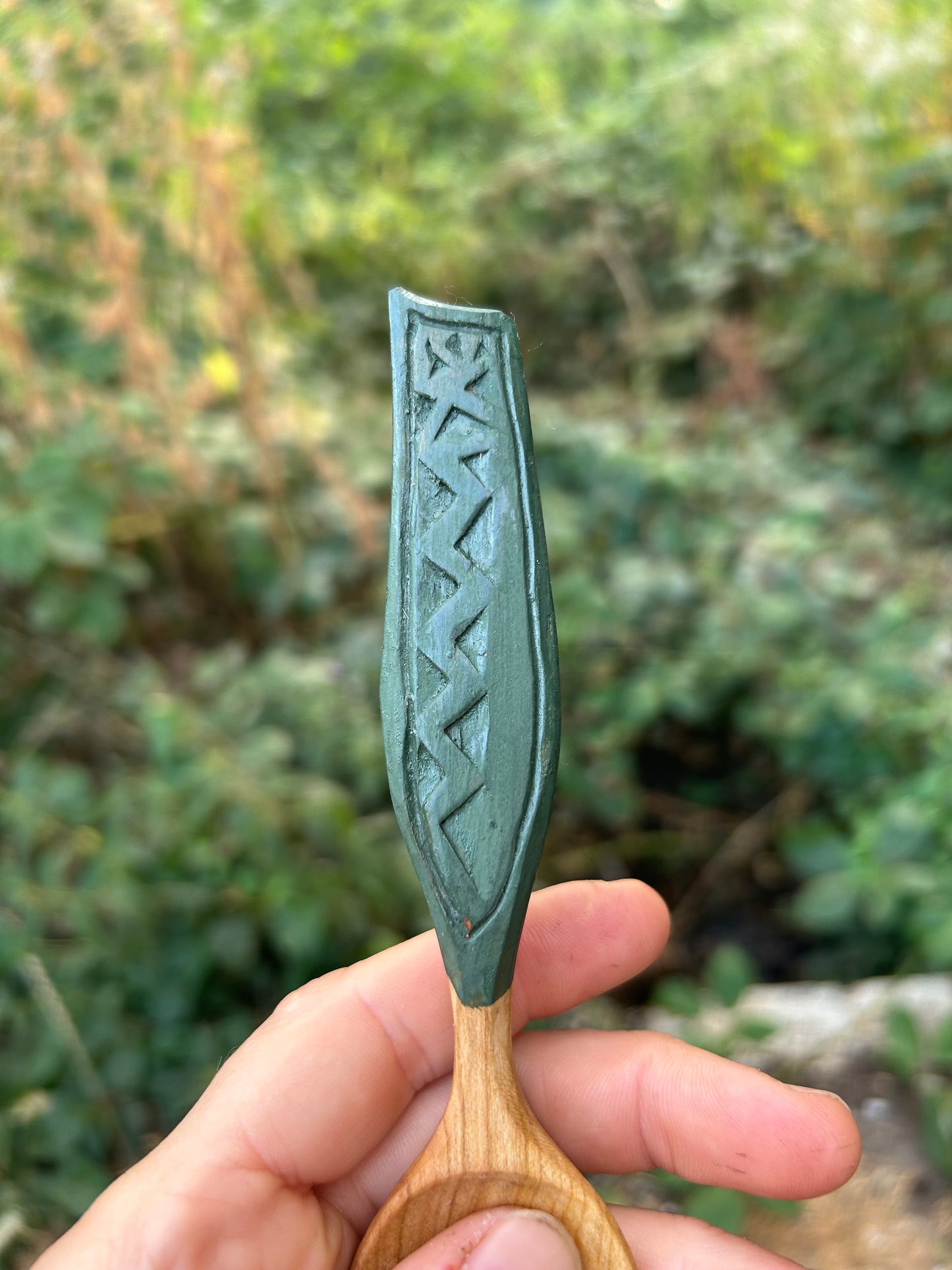 Deep Green ~ Eating Spoon ~ Cherry Wood