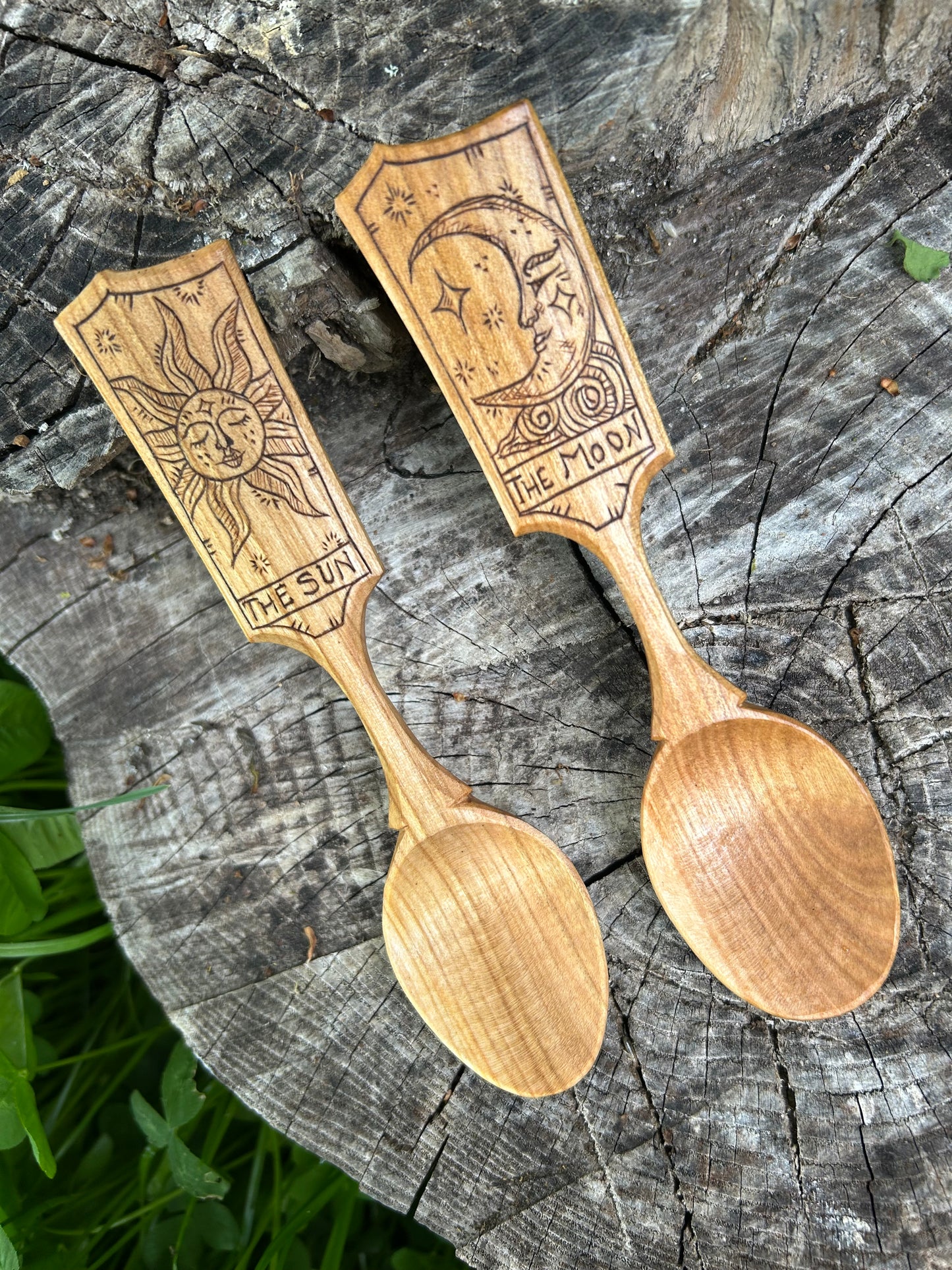 The Sun and The Moon ~ Set of Two ~ Cherry Wood