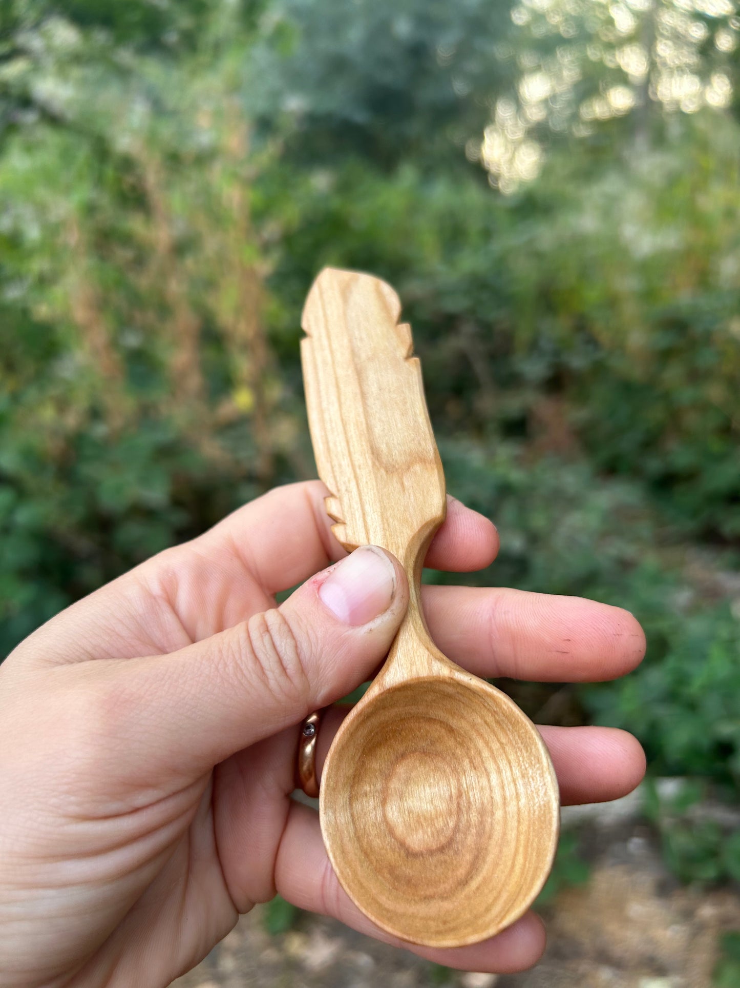 Flight ~ Feather Coffee Scoop ~ Cherry Wood