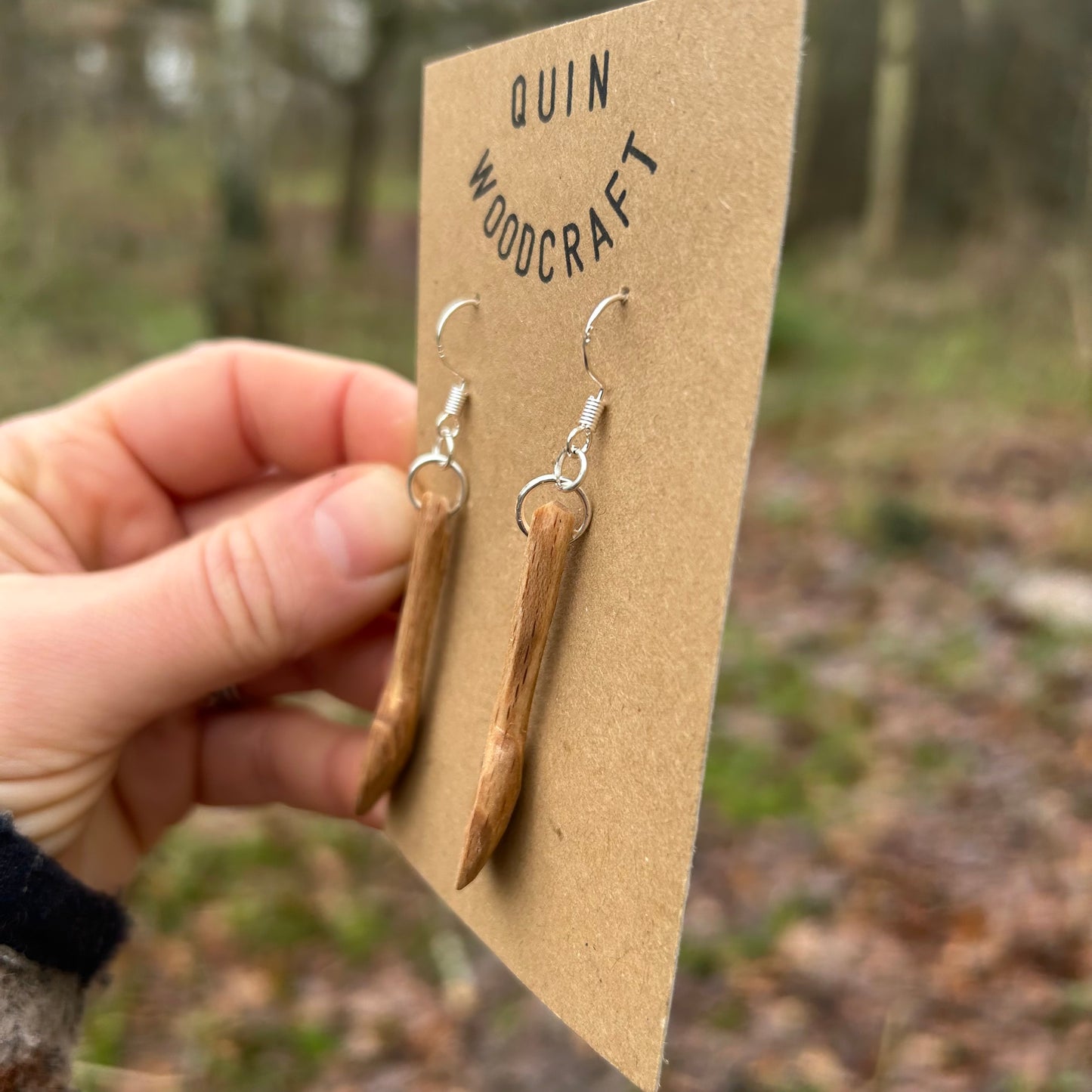 Tiny Spoon Earrings - Beech