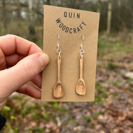 Tiny Spoon Earrings - Beech