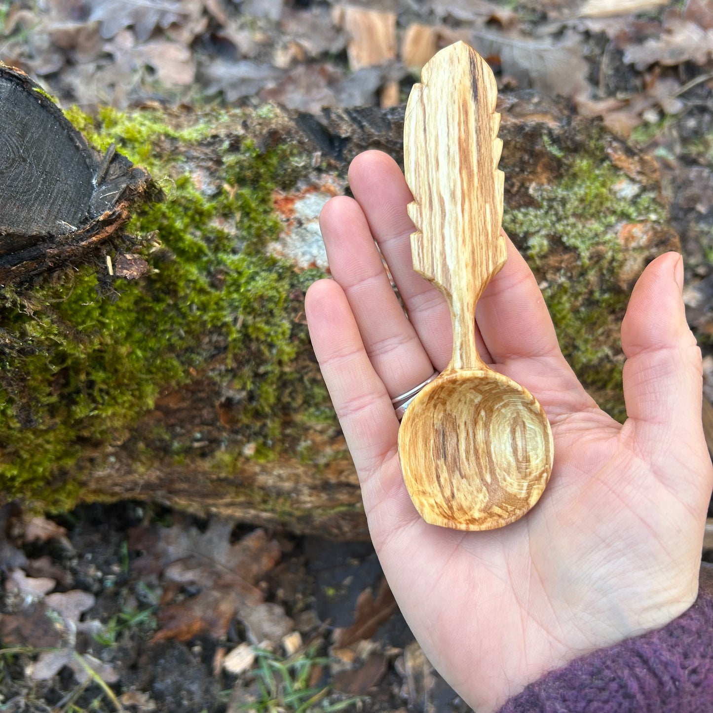 A-symmetrical Feather Scoop ~ Spalted Beech