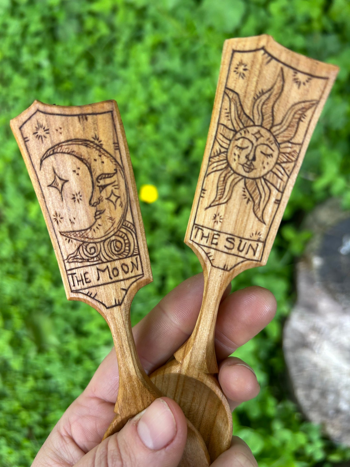 The Sun and The Moon ~ Set of Two ~ Cherry Wood