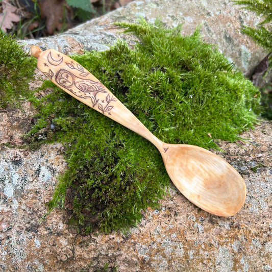 Barn Owl under the Moon - Eating Spoon - Cherry