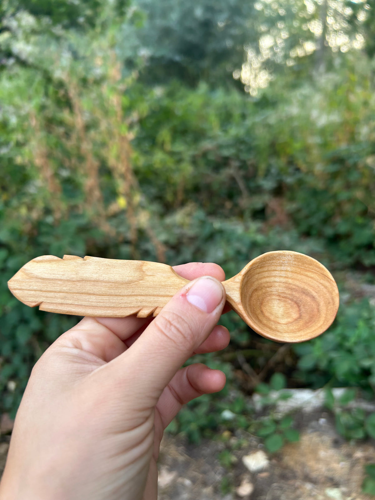 Flight ~ Feather Coffee Scoop ~ Cherry Wood