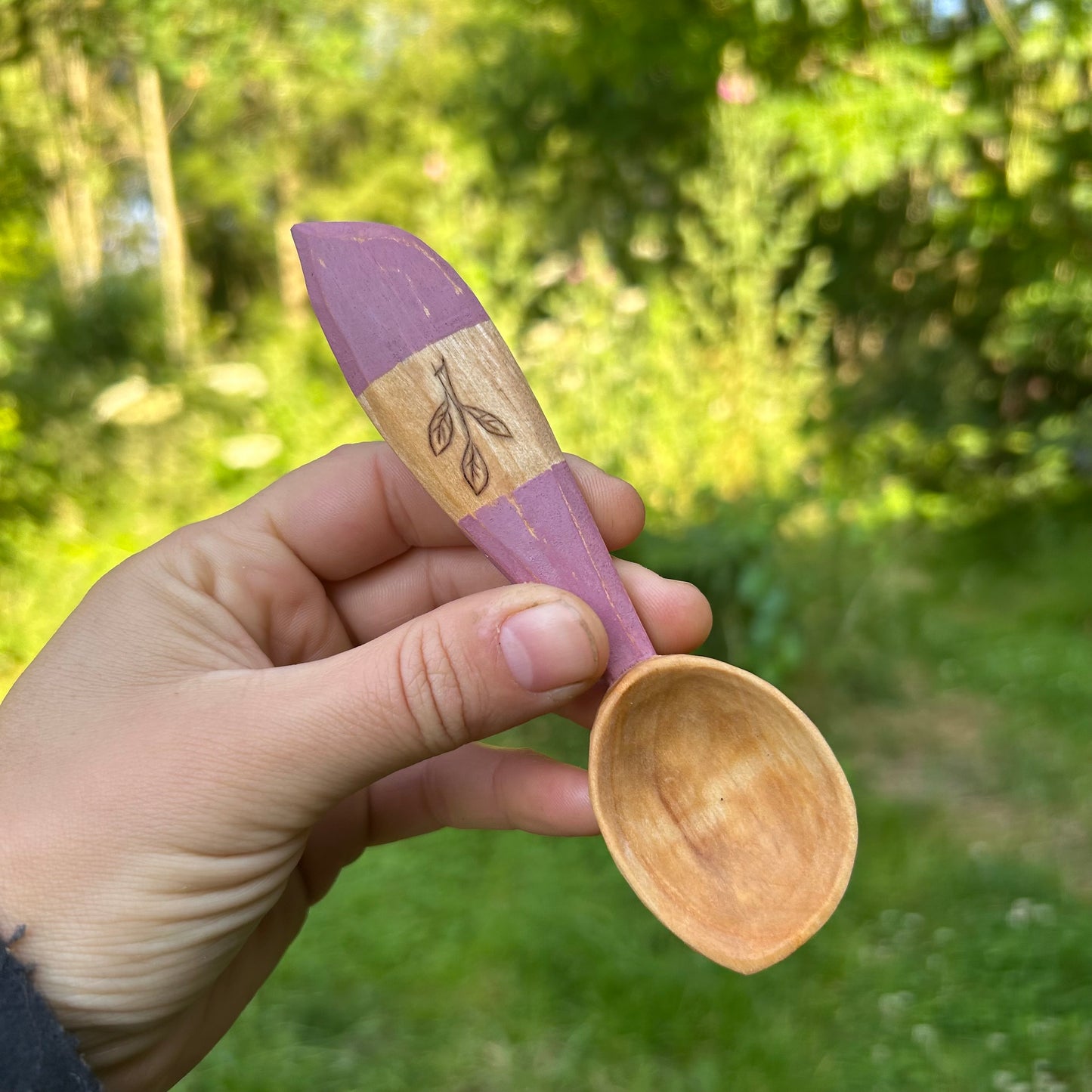 Pink Leaf Coffee Scoop ~ Silver Birch