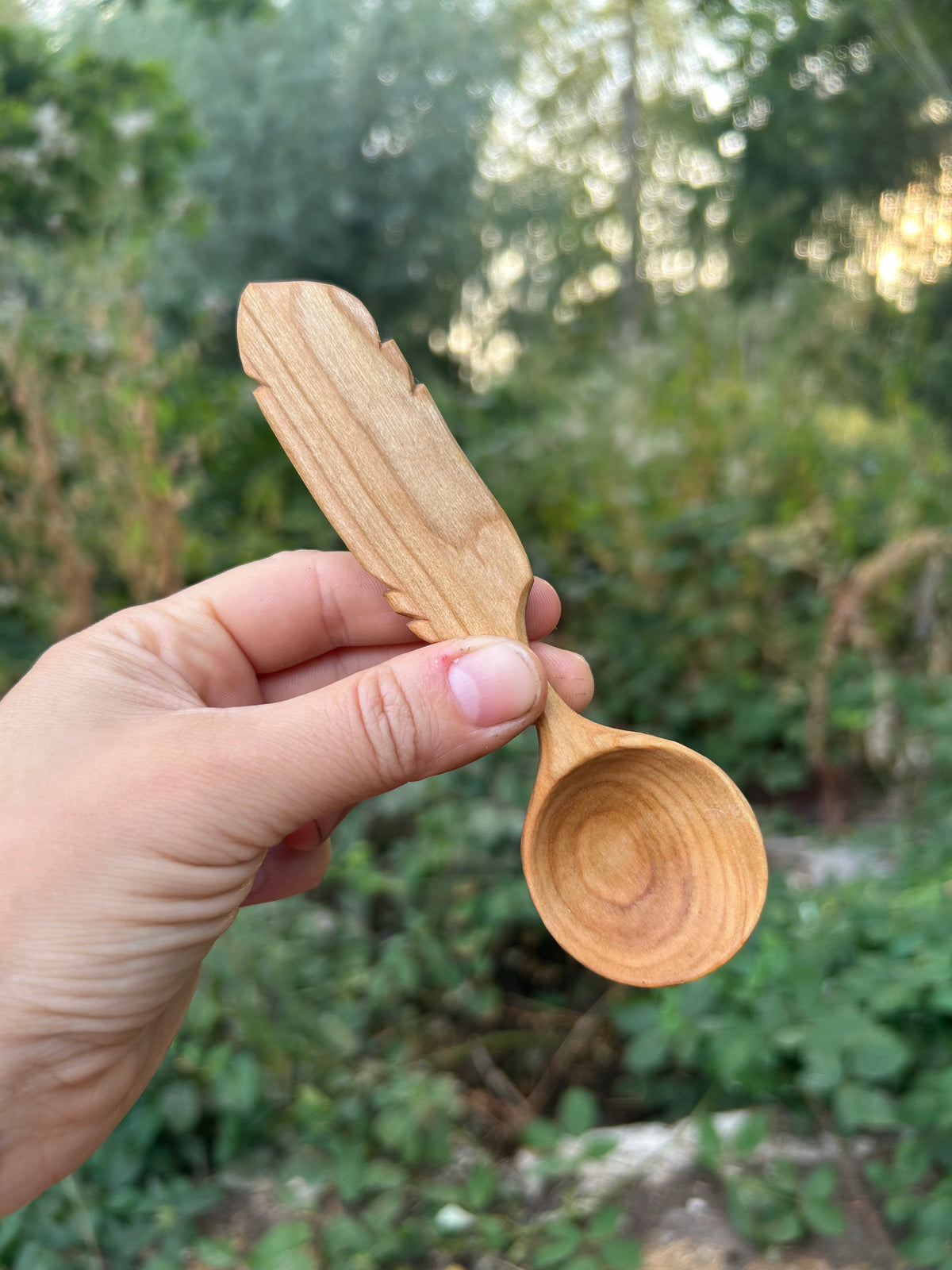Flight ~ Feather Coffee Scoop ~ Cherry Wood