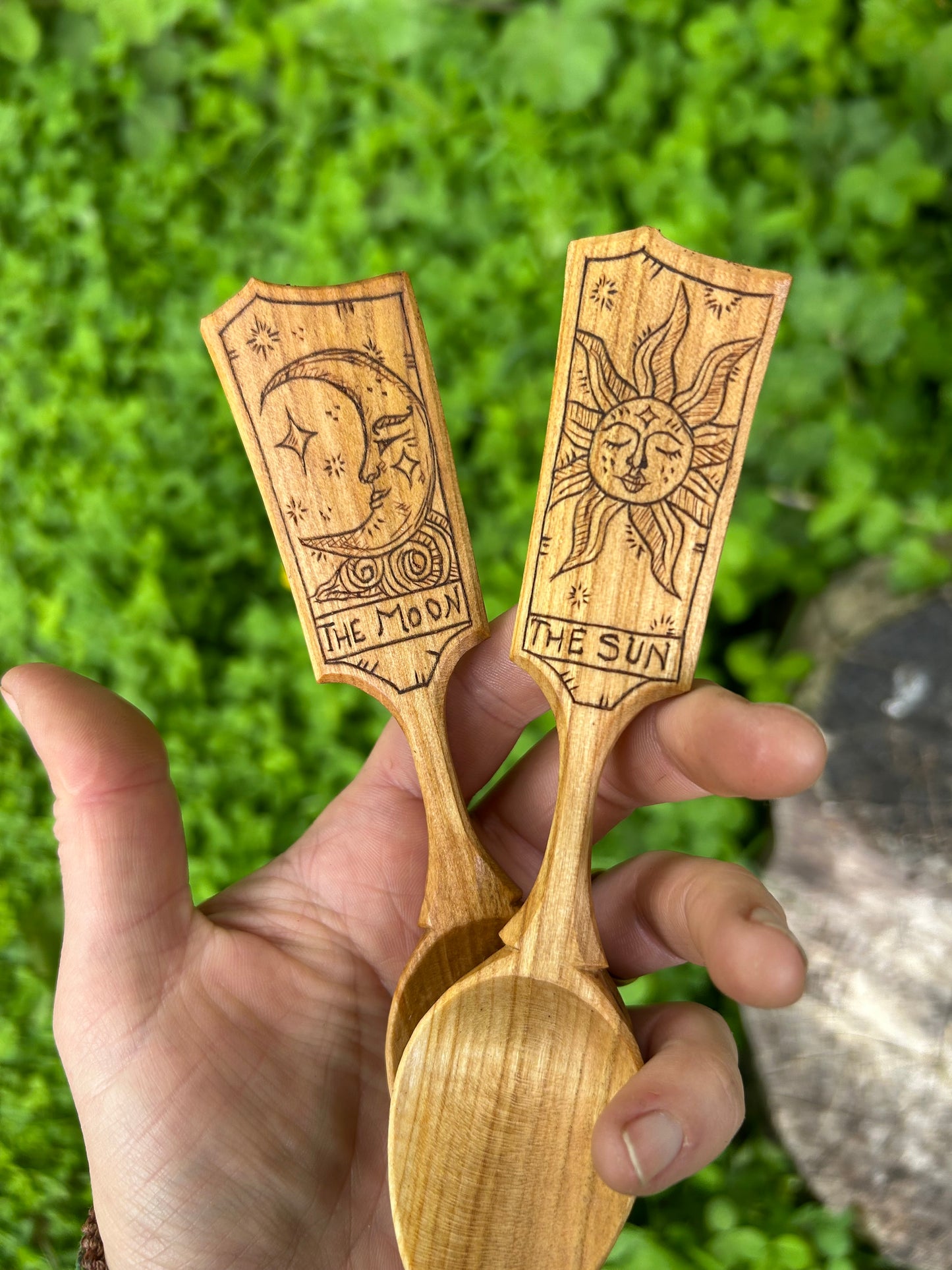 The Sun and The Moon ~ Set of Two ~ Cherry Wood