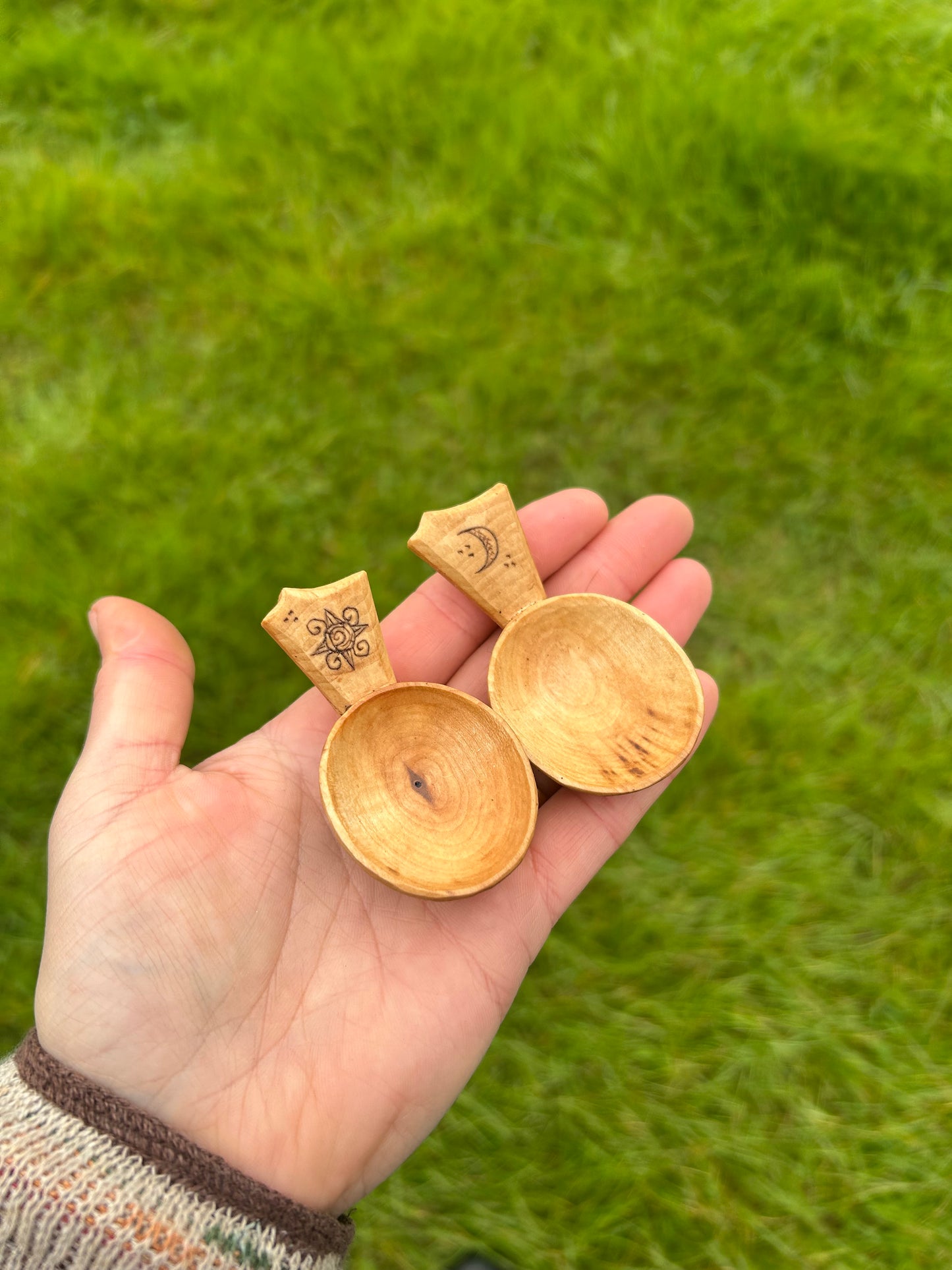 Moon and Sun ~ Set of Two Caddy Spoons