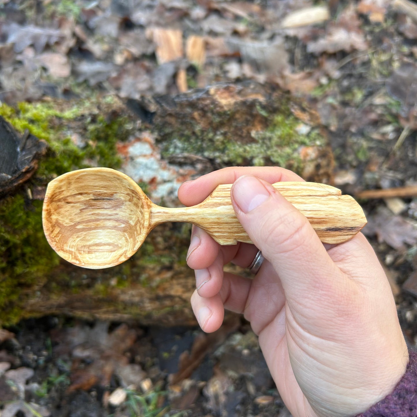 A-symmetrical Feather Scoop ~ Spalted Beech