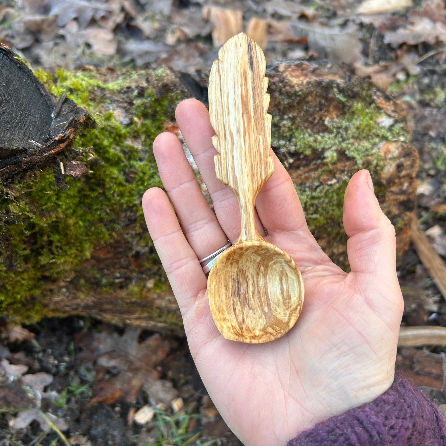 A-symmetrical Feather Scoop ~ Spalted Beech