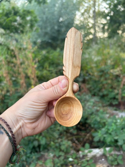 Flight ~ Feather Coffee Scoop ~ Cherry Wood