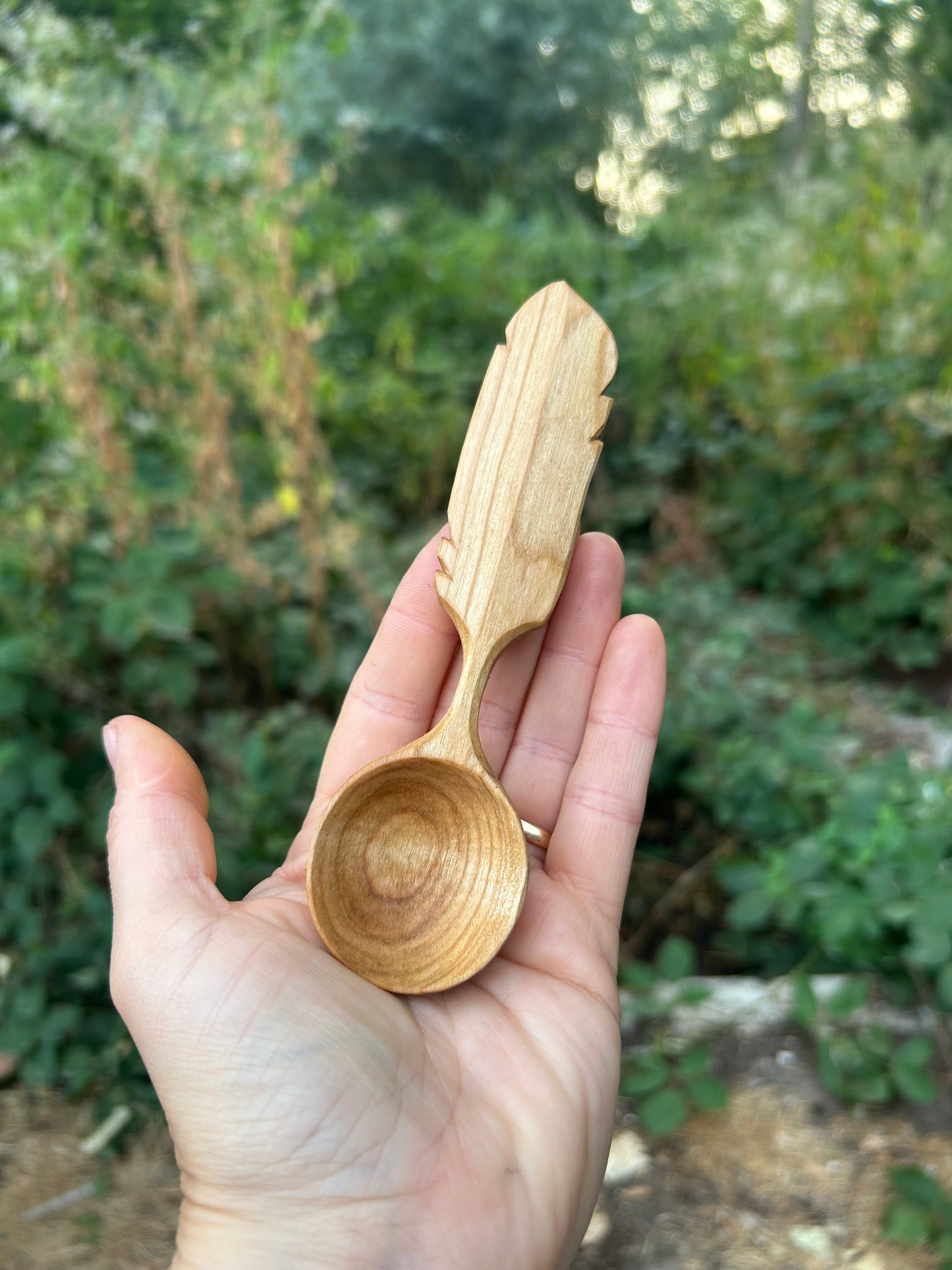Flight ~ Feather Coffee Scoop ~ Cherry Wood