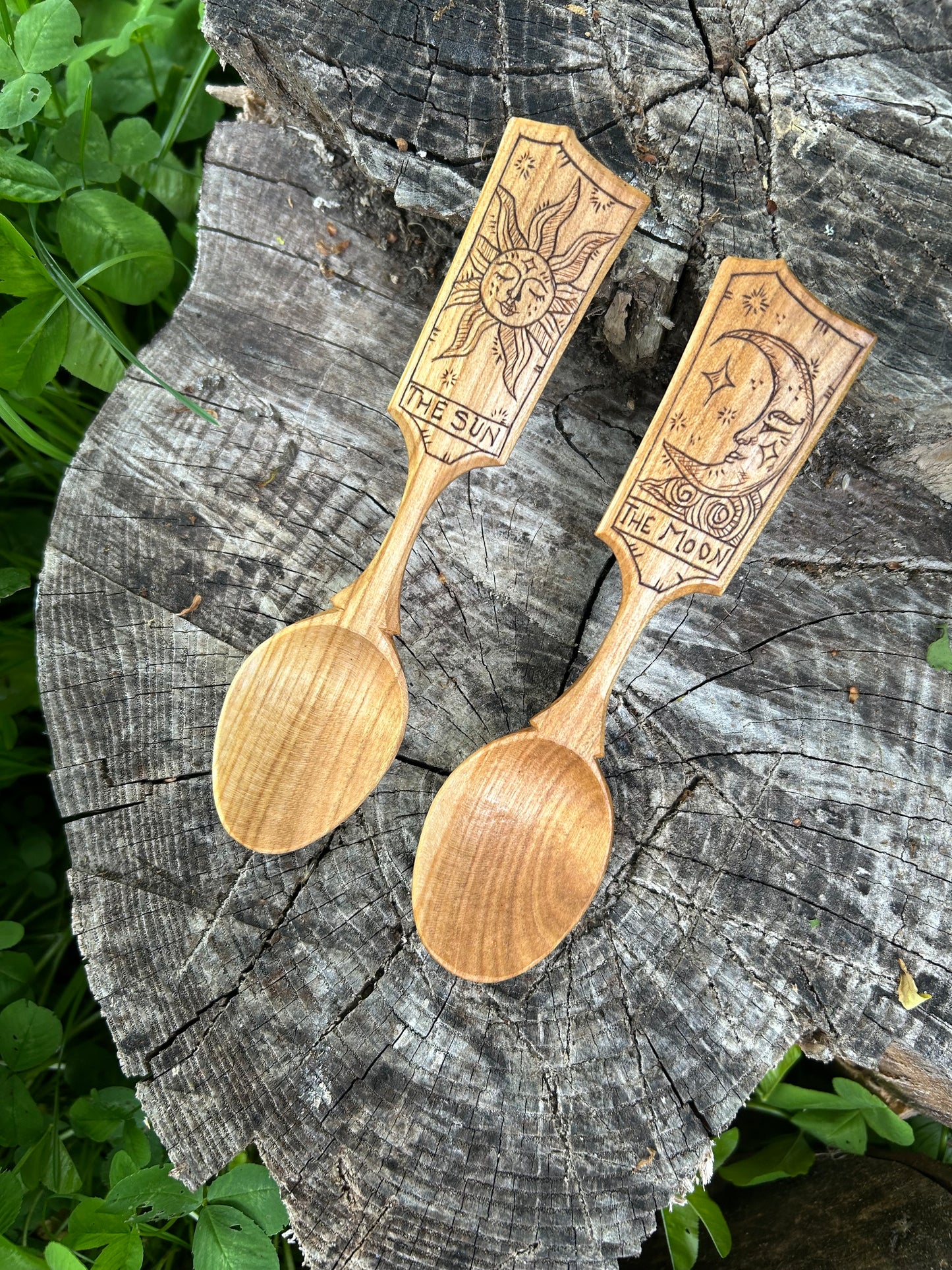 The Sun and The Moon ~ Set of Two ~ Cherry Wood